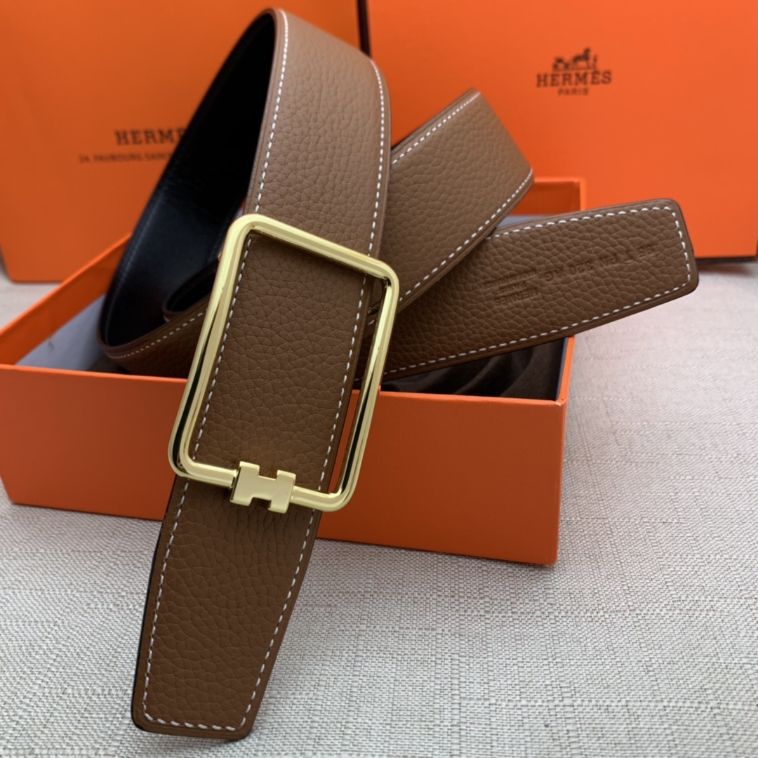 Hermès Male Leather Belt Top Grain Leather Black 38mm-m