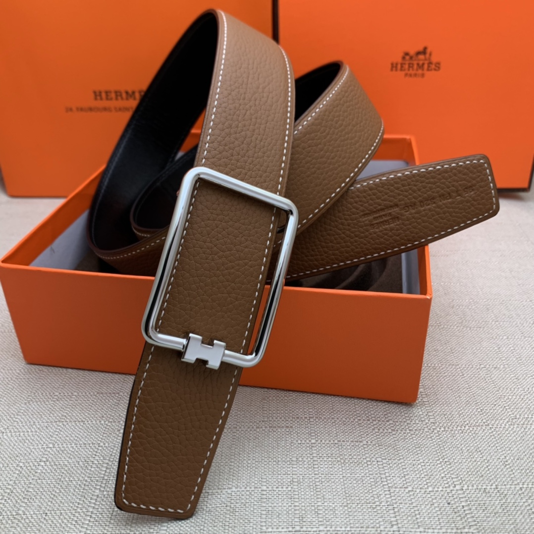 Hermès Male Leather Belt Top Grain Leather Black 38mm-m