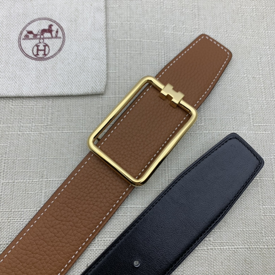 Hermès Male Leather Belt Top Grain Leather Black 38mm-m