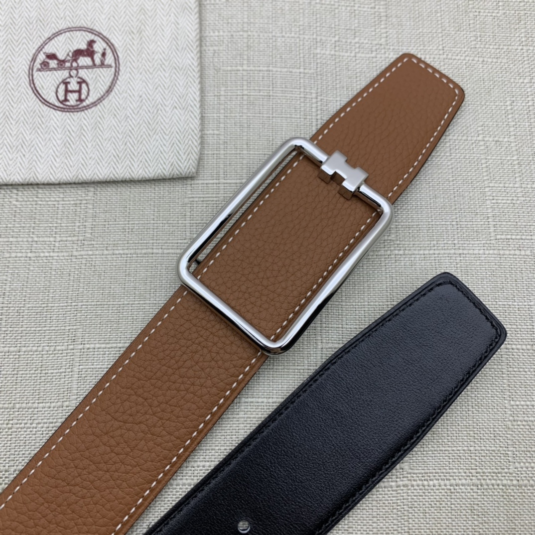 Hermès Male Leather Belt Top Grain Leather Black 38mm-m