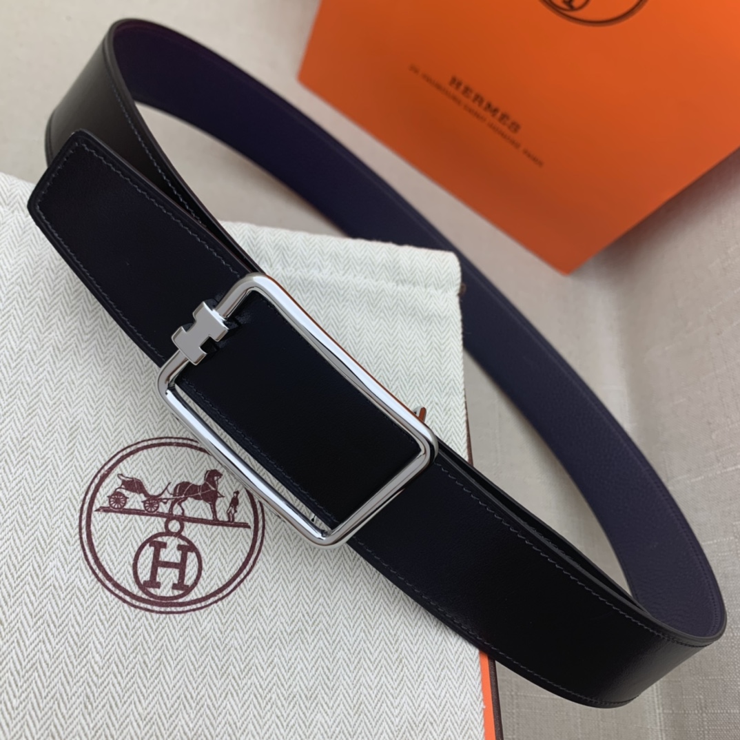 Hermès Male Leather Belt Top Grain Leather Black 38mm-m