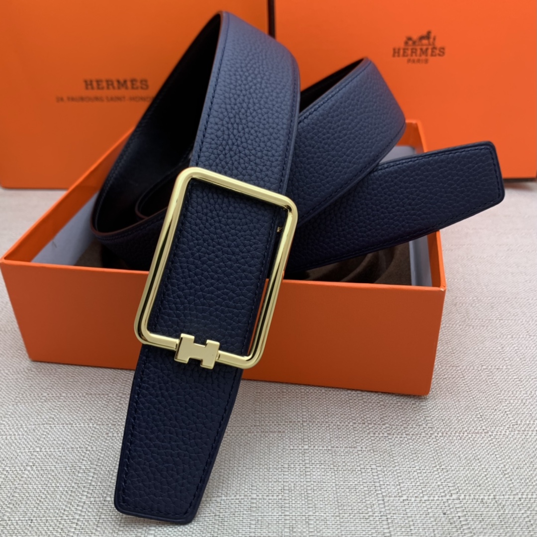 Hermès Male Leather Belt Top Grain Leather Black 38mm-m