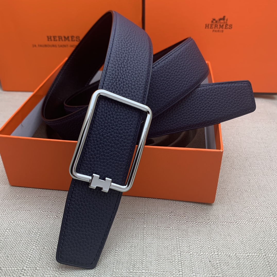 Hermès Male Leather Belt Top Grain Leather Black 38mm-m