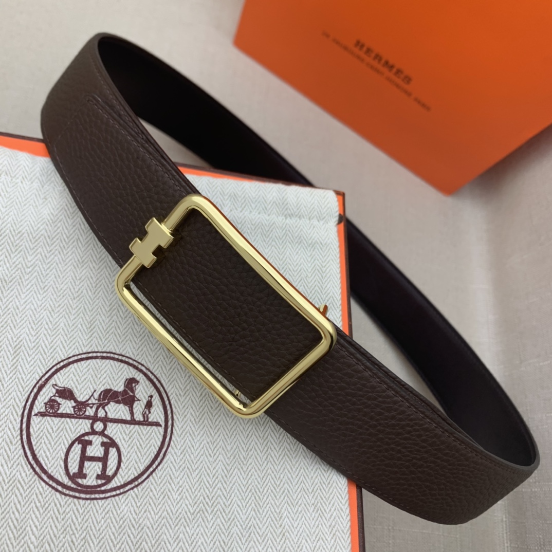 Hermès Male Leather Belt Top Grain Leather Black 38mm-m