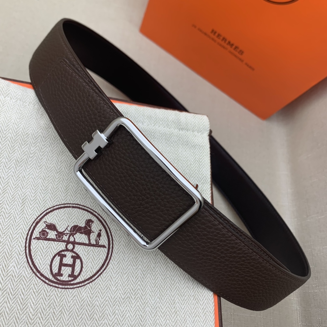 Hermès Male Leather Belt Top Grain Leather Black 38mm-m