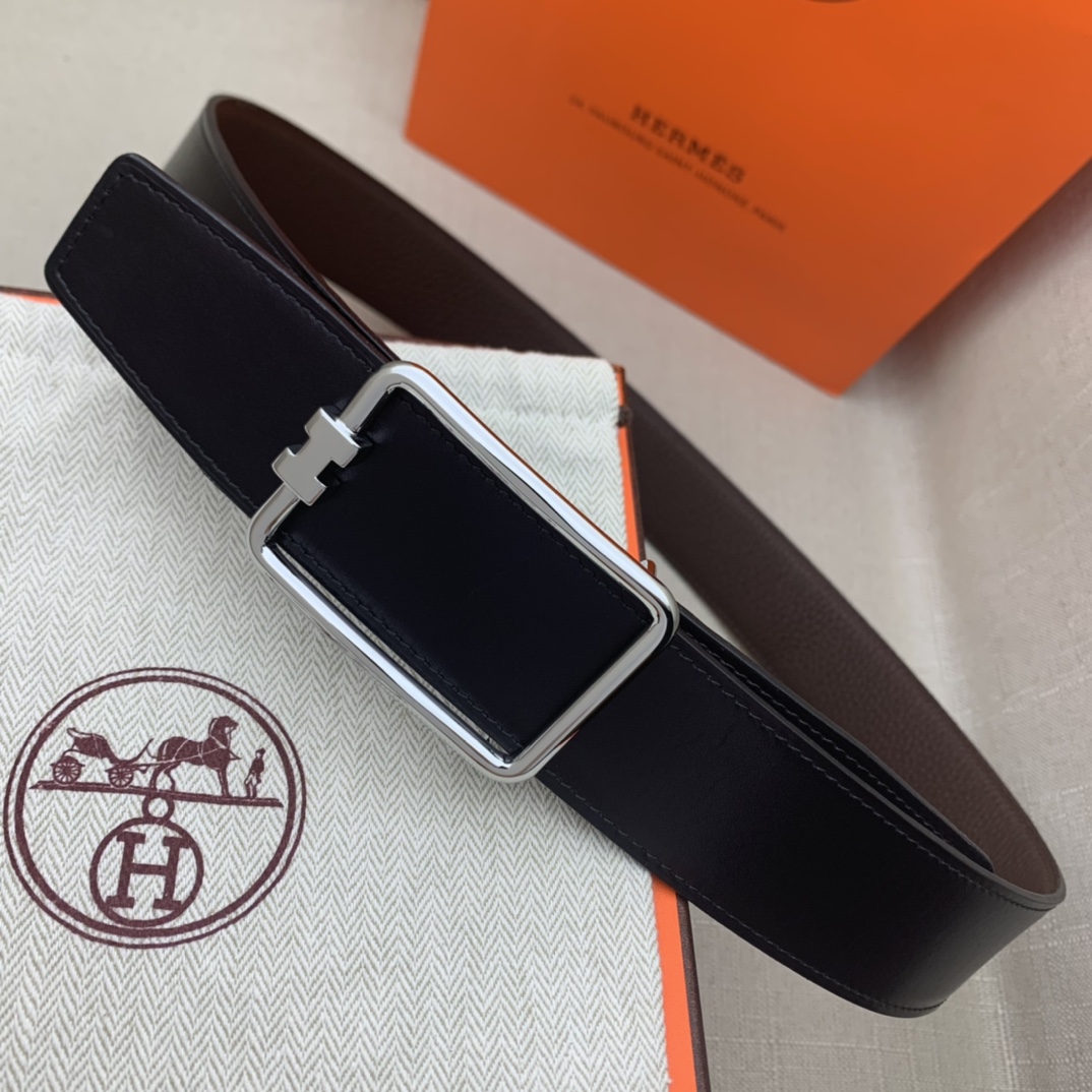 Hermès Male Leather Belt Top Grain Leather Black 38mm-m