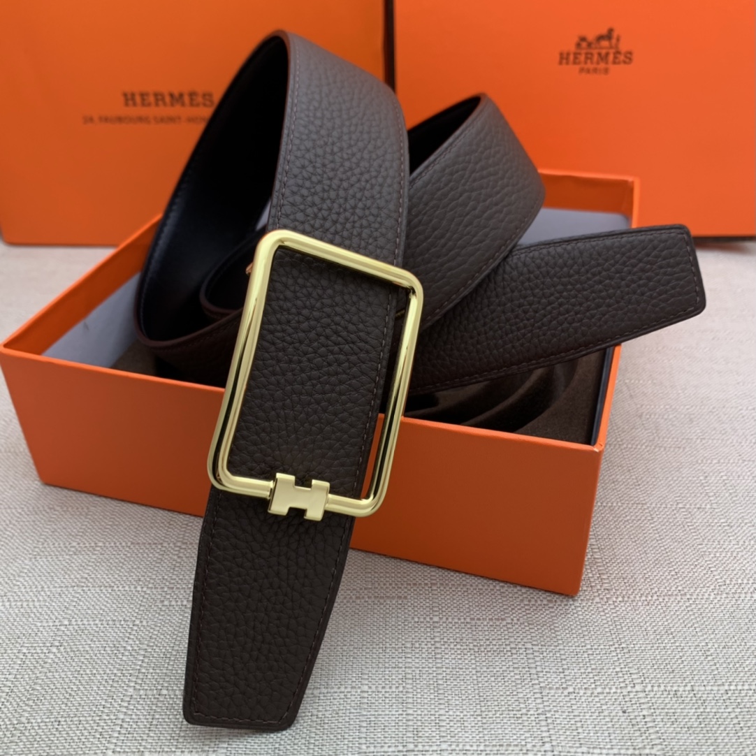 Hermès Male Leather Belt Top Grain Leather Black 38mm-m