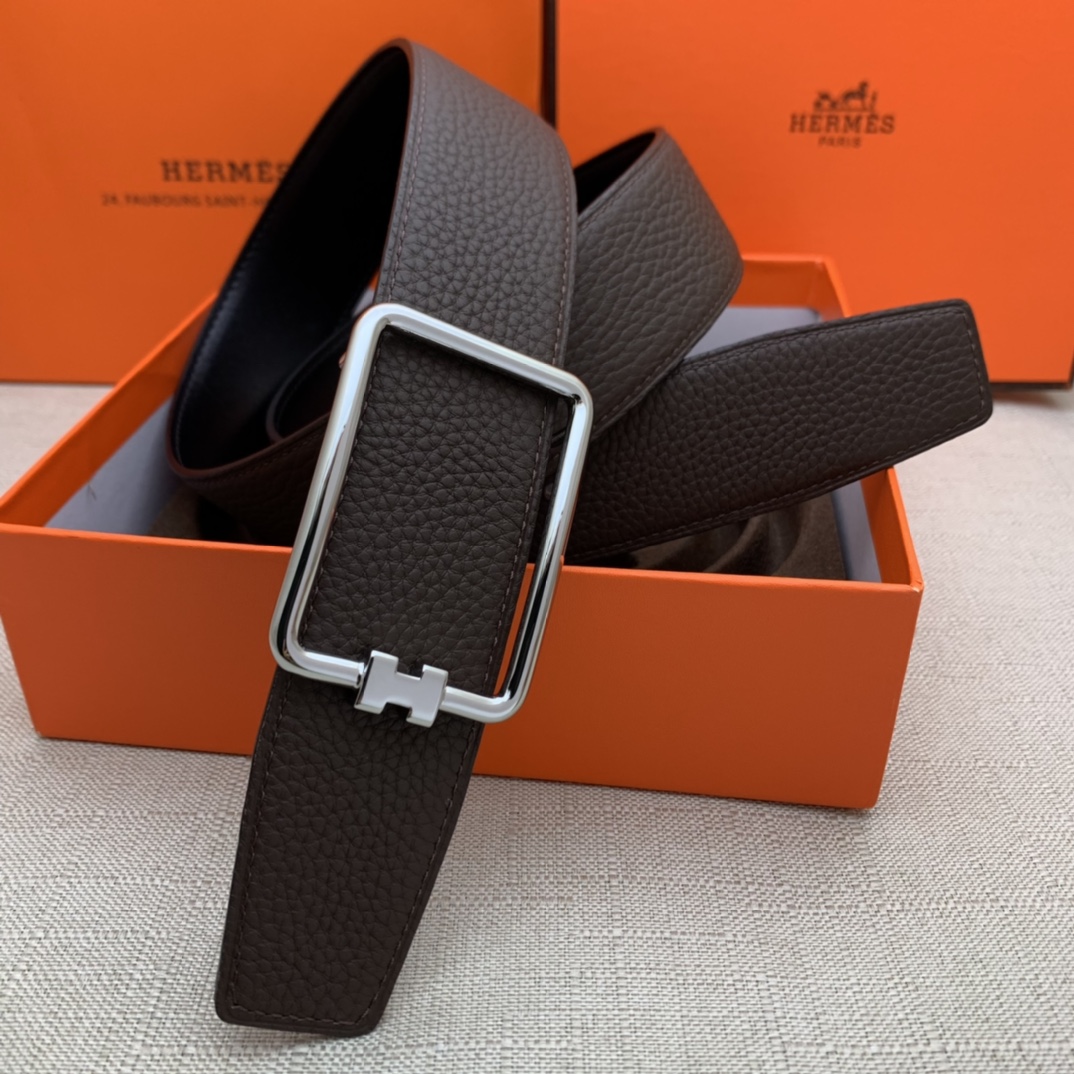 Hermès Male Leather Belt Top Grain Leather Black 38mm-m