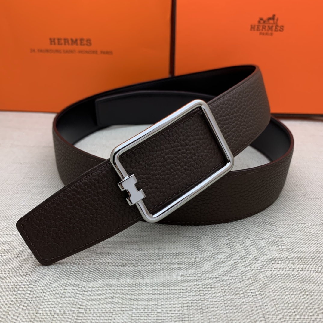 Hermès Male Leather Belt Top Grain Leather Black 38mm-m