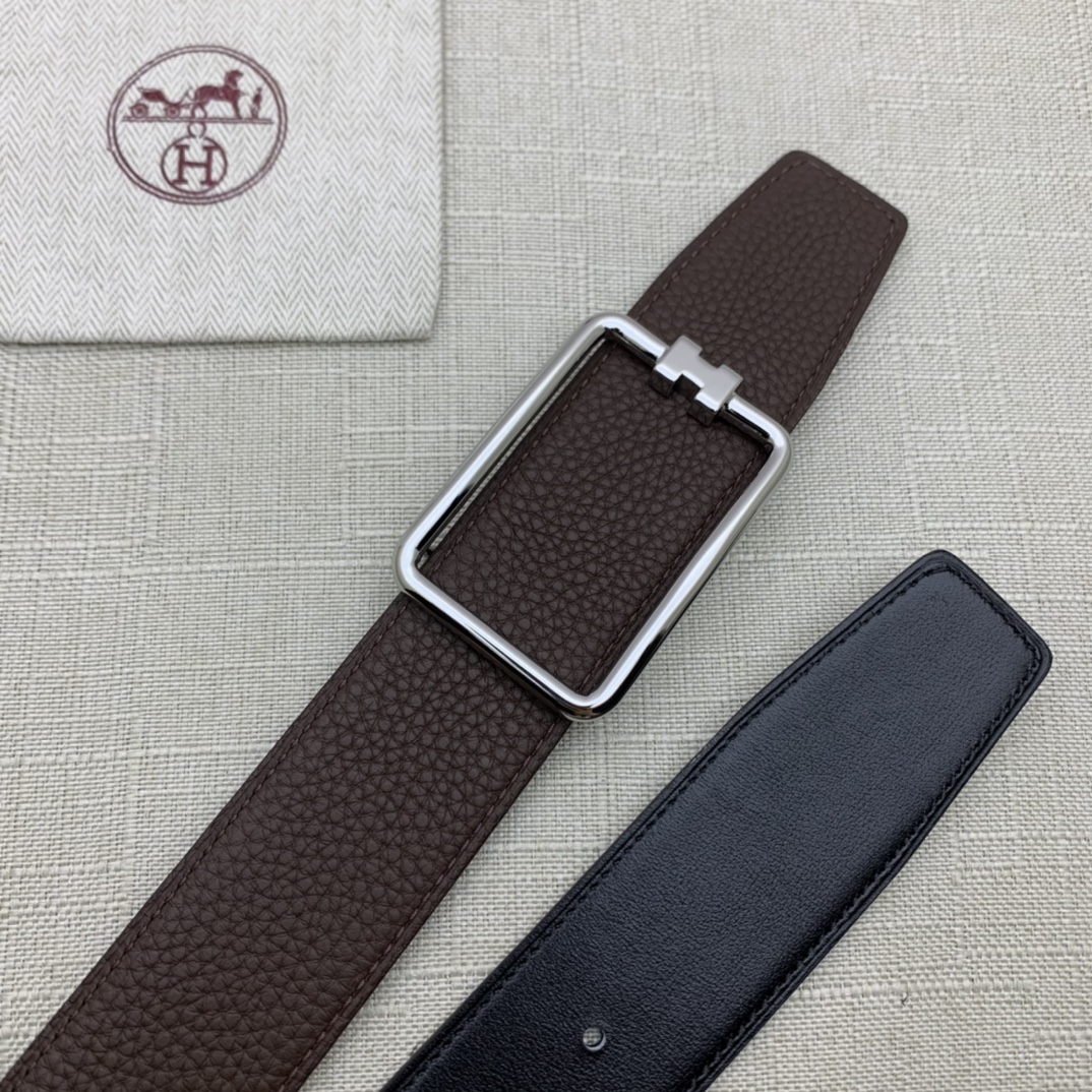 Hermès Male Leather Belt Top Grain Leather Black 38mm-m