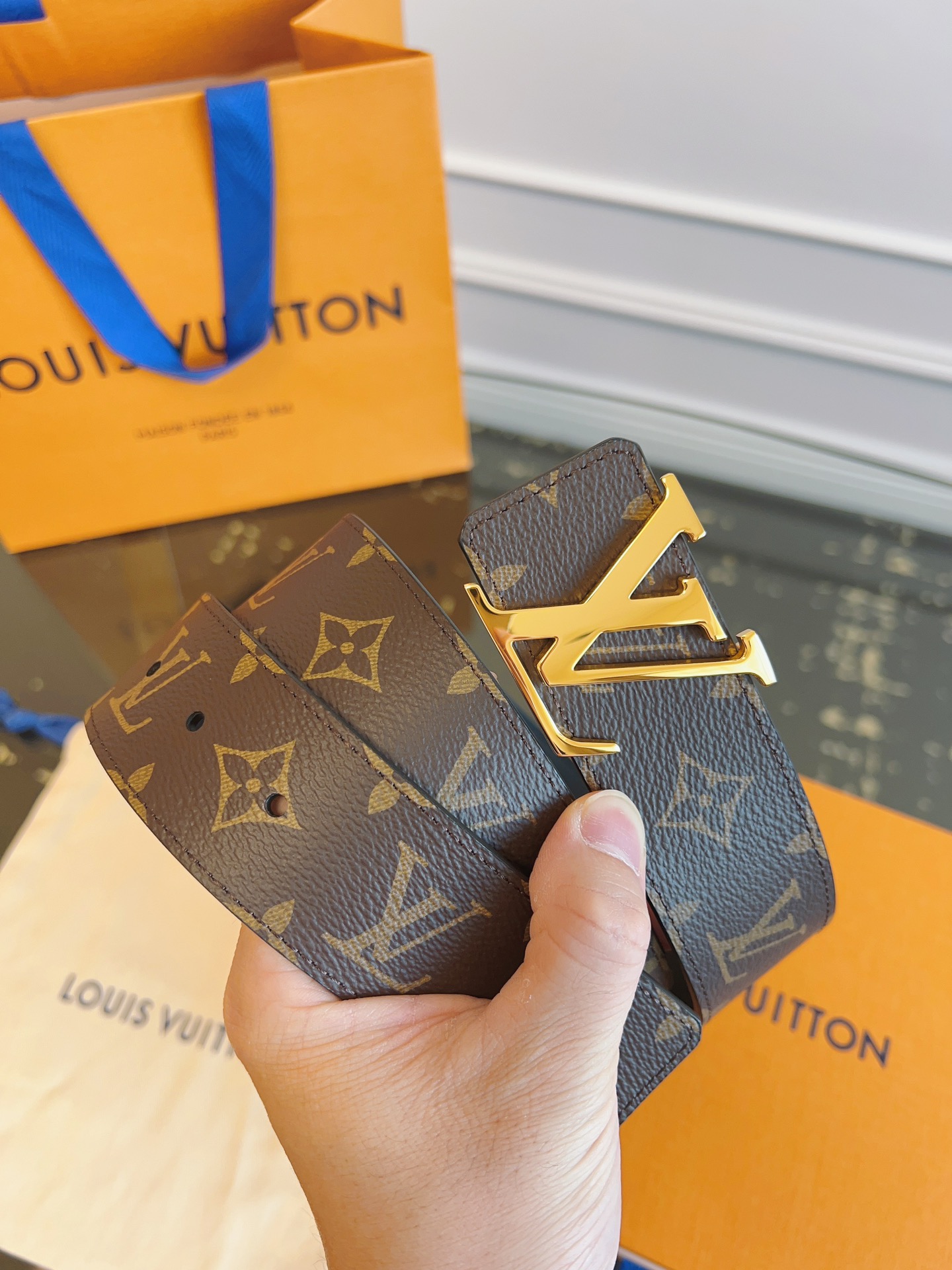 Louis Vuitton Male Basic Belt Cow Leather S-m-l