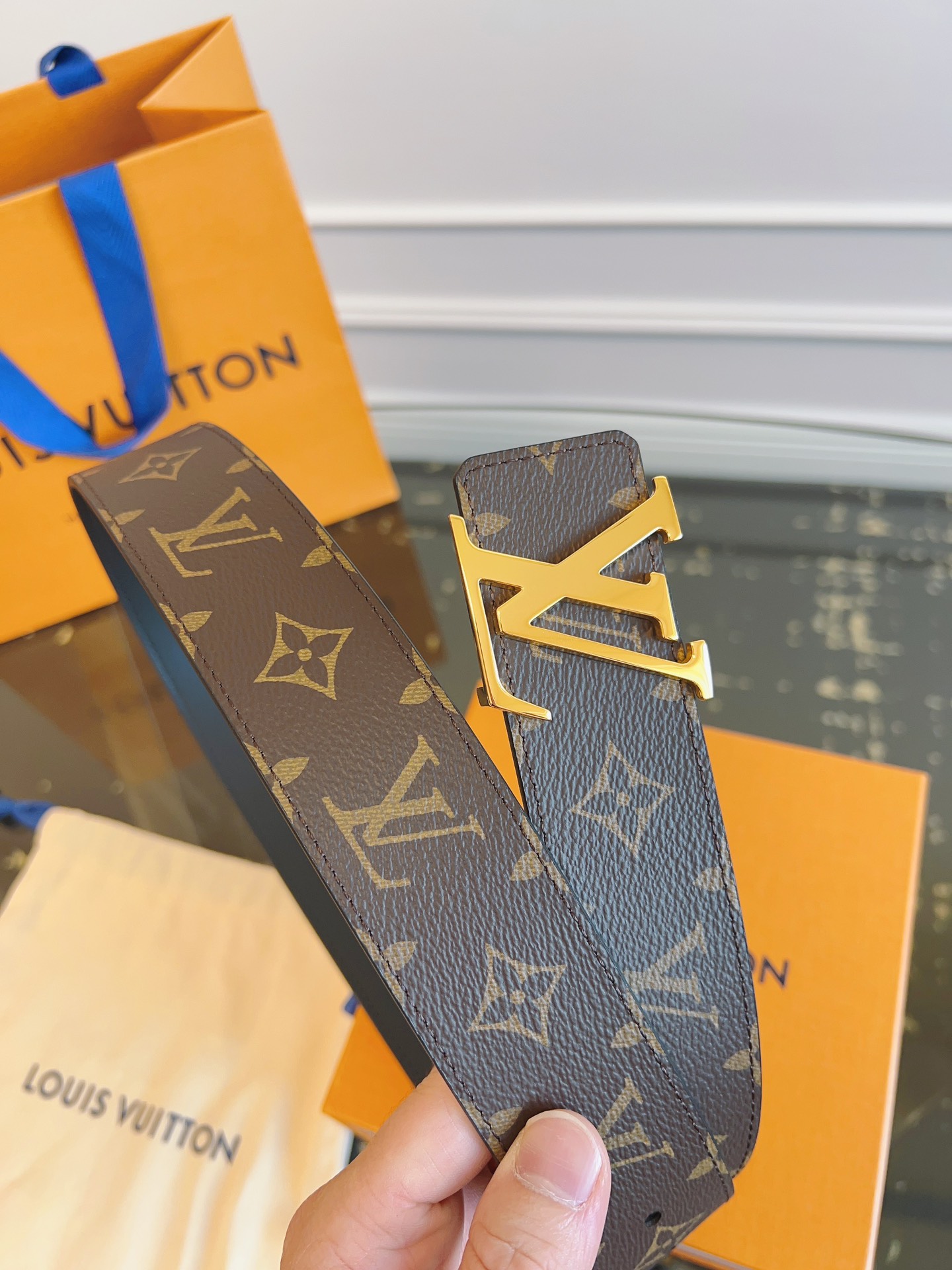 Louis Vuitton Male Basic Belt Cow Leather S-m-l