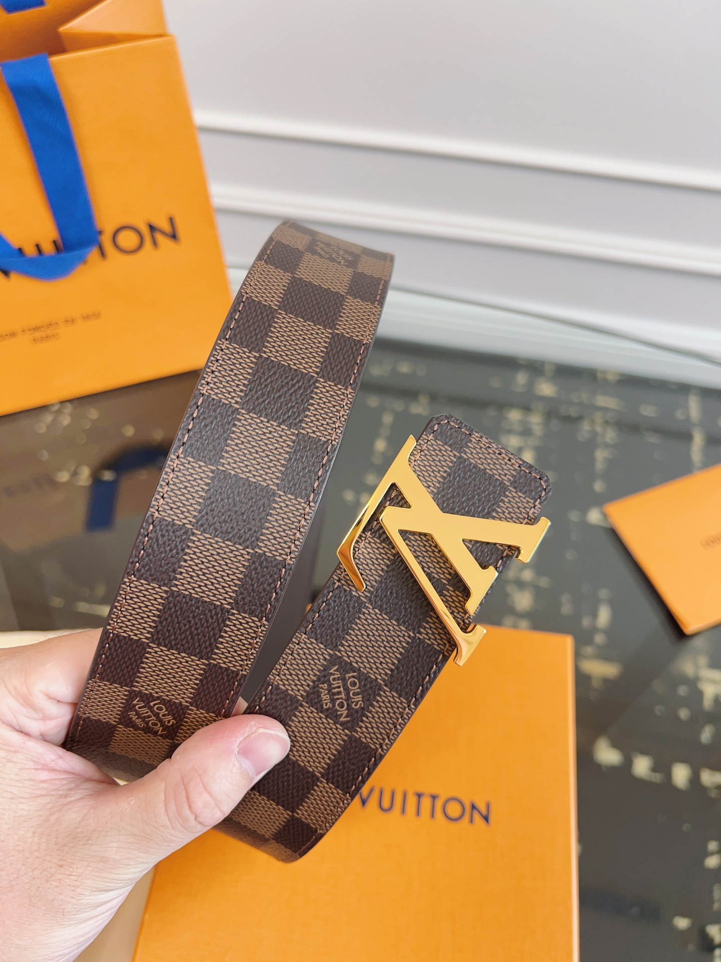 Louis Vuitton Male Basic Belt Cow Leather S-m-l