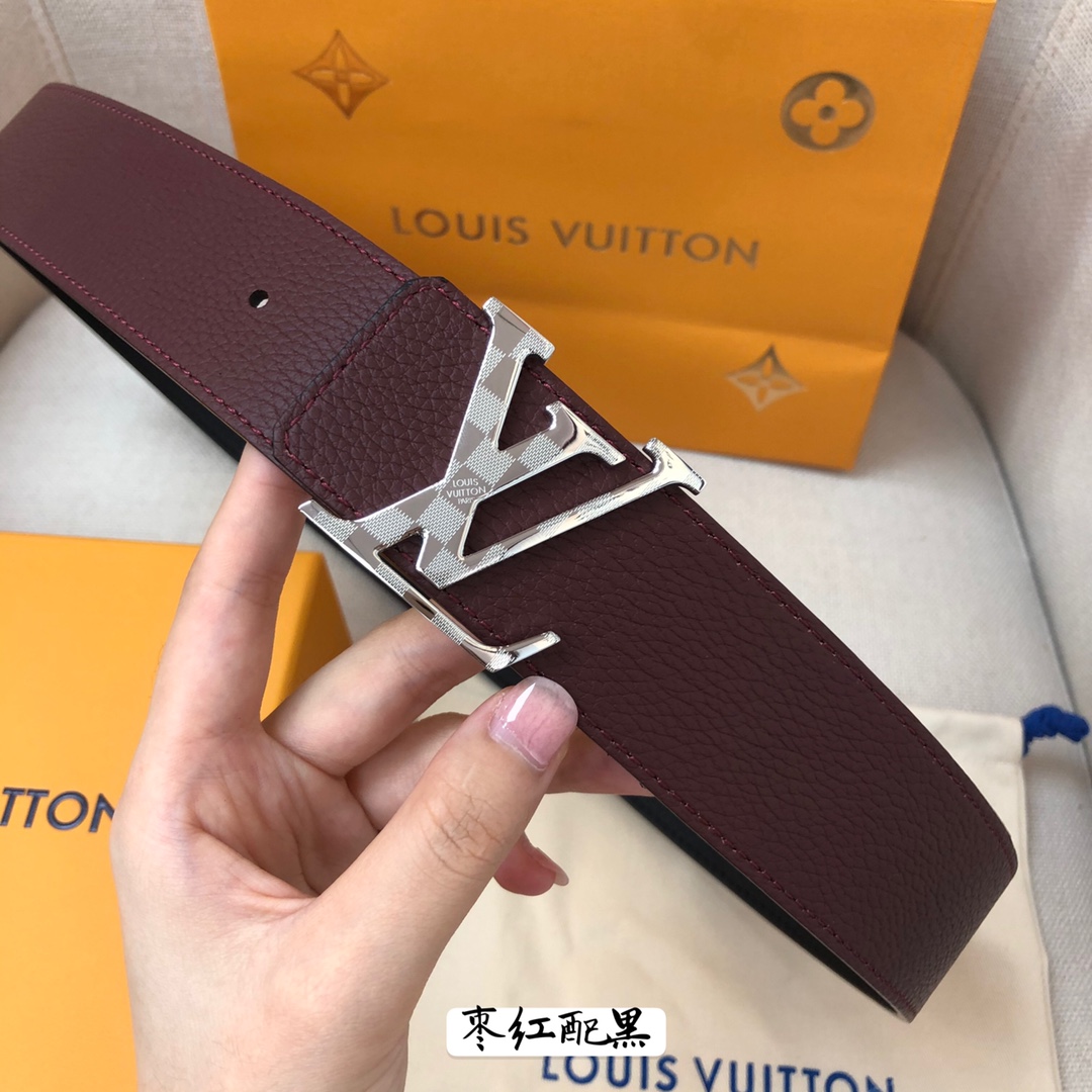 Louis Vuitton Male Leather Belt Cow Leather 40mm-s-l