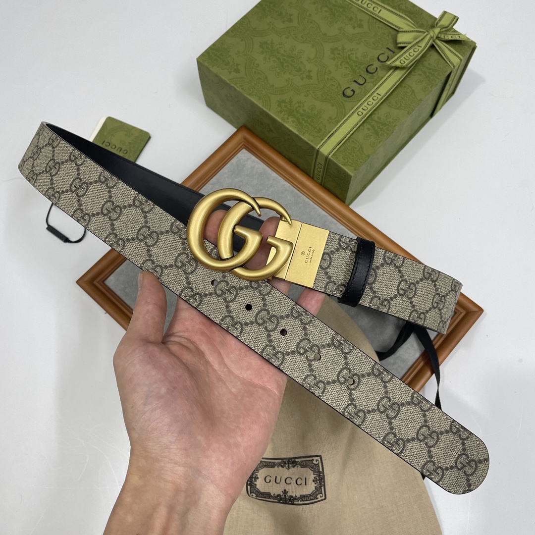 Gucci Basic Belt Cow Leather Black S-m