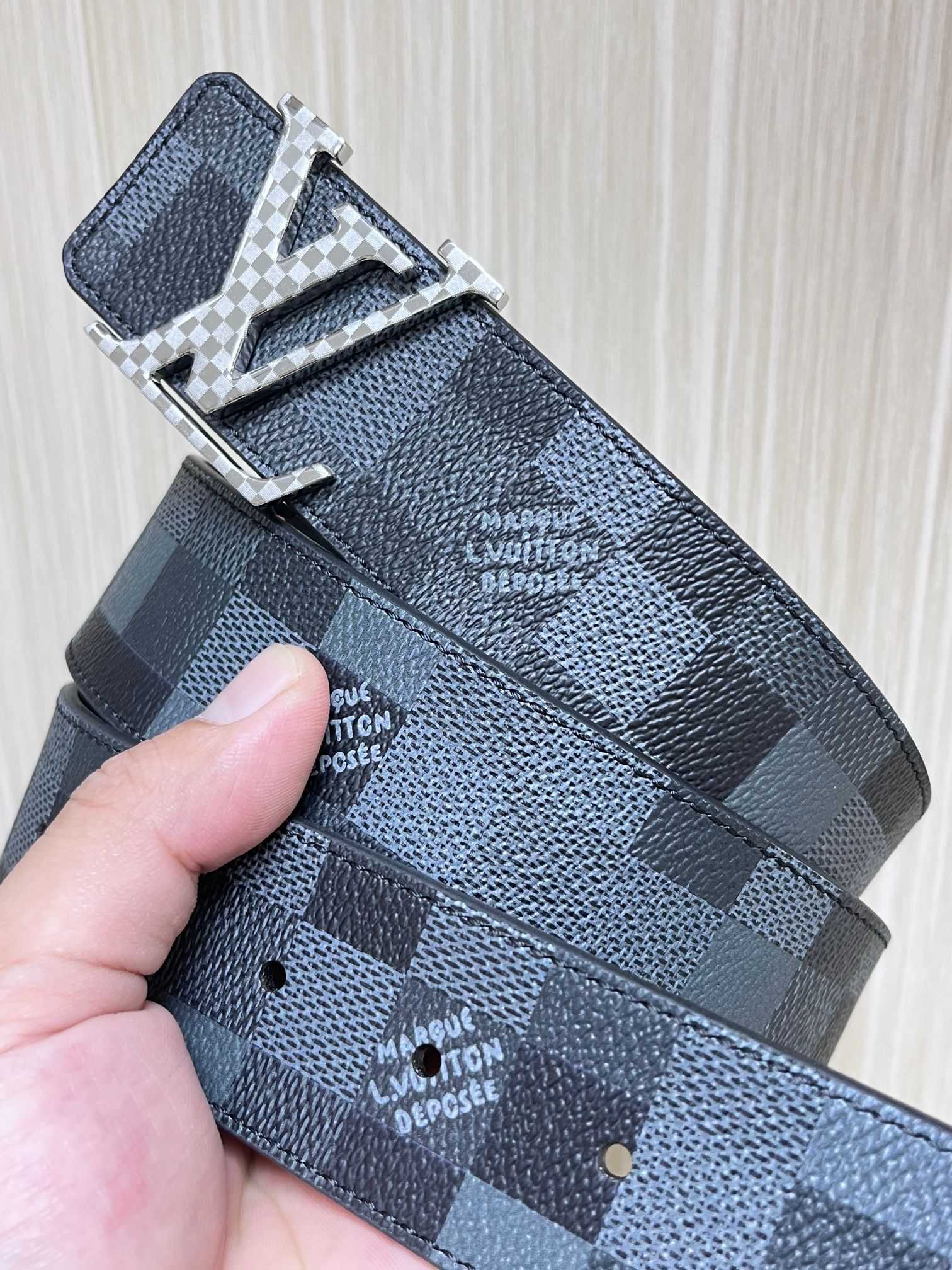 Louis Vuitton Male Basic Belt Cow Leather Coffee L