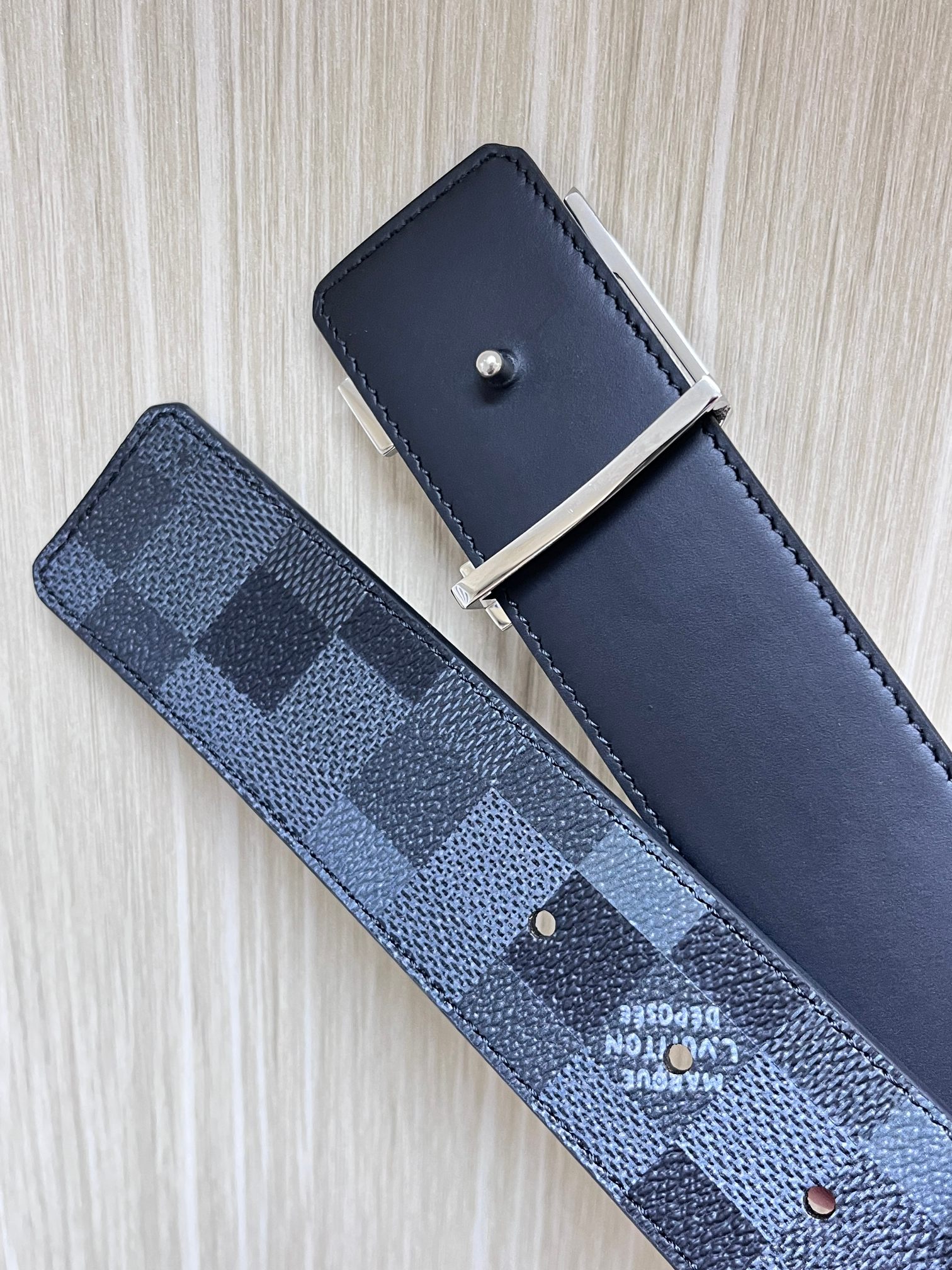 Louis Vuitton Male Basic Belt Cow Leather Coffee L
