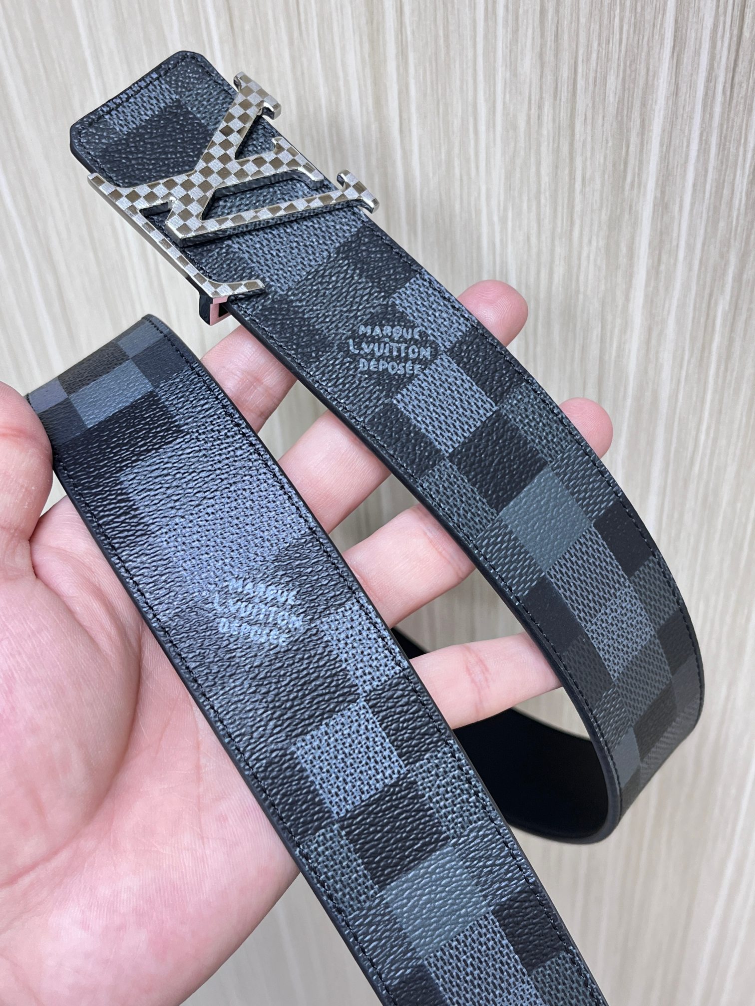 Louis Vuitton Male Basic Belt Cow Leather Coffee L