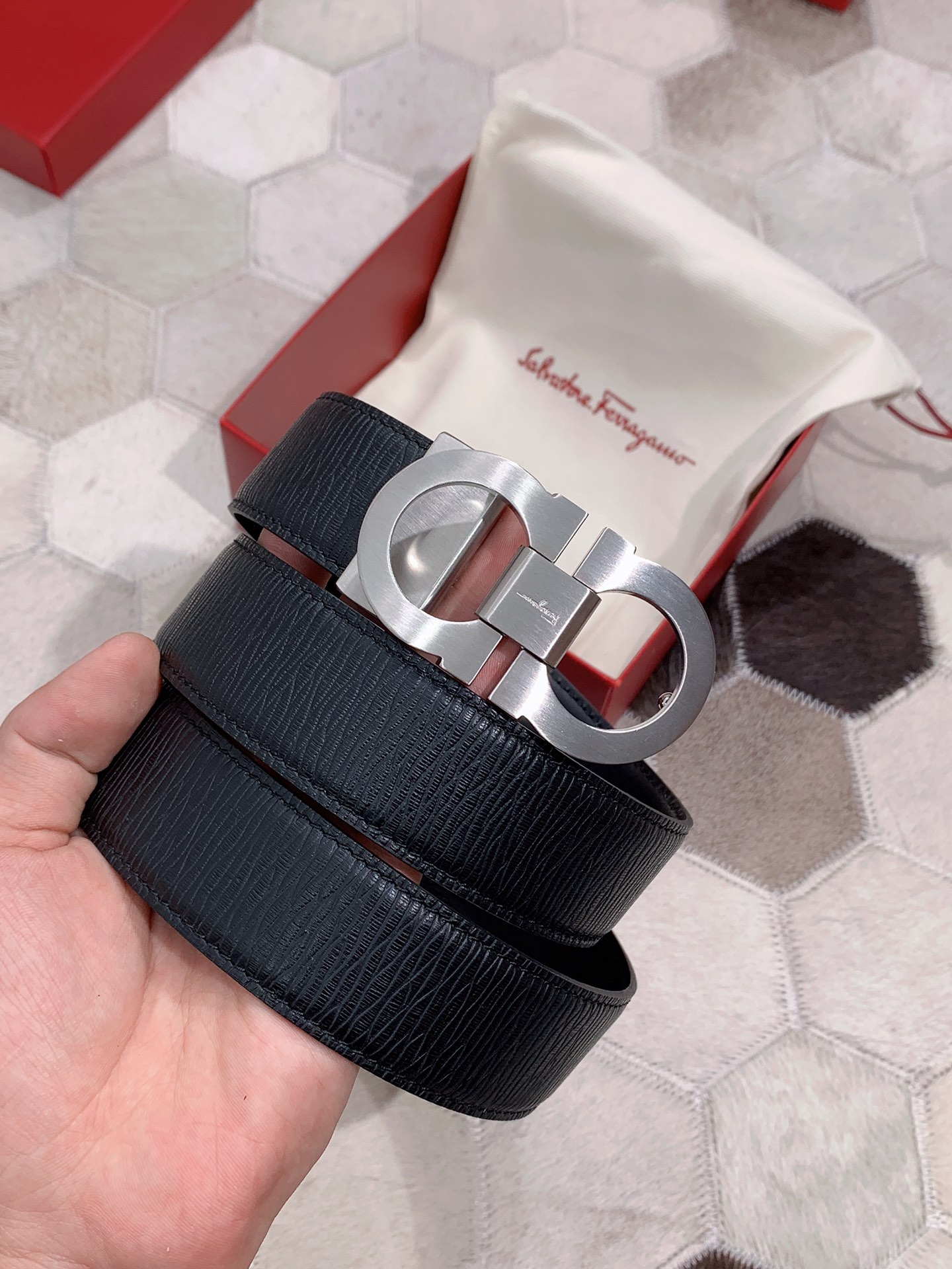 Salvatore Ferragamo Male Leather Belt S-m-l