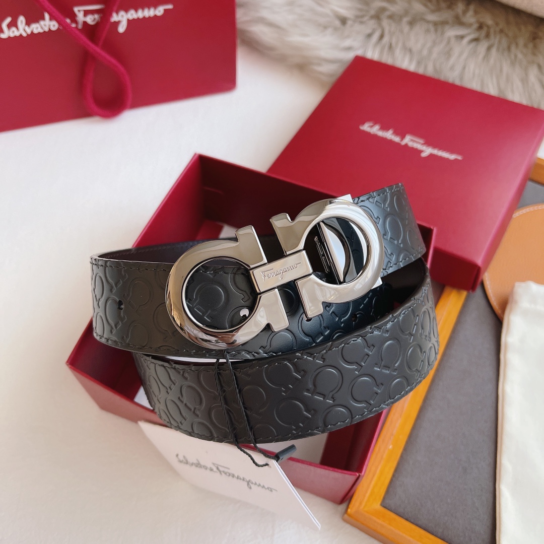 Salvatore Ferragamo Male Leather Belt Top Grain Leather S-m-l