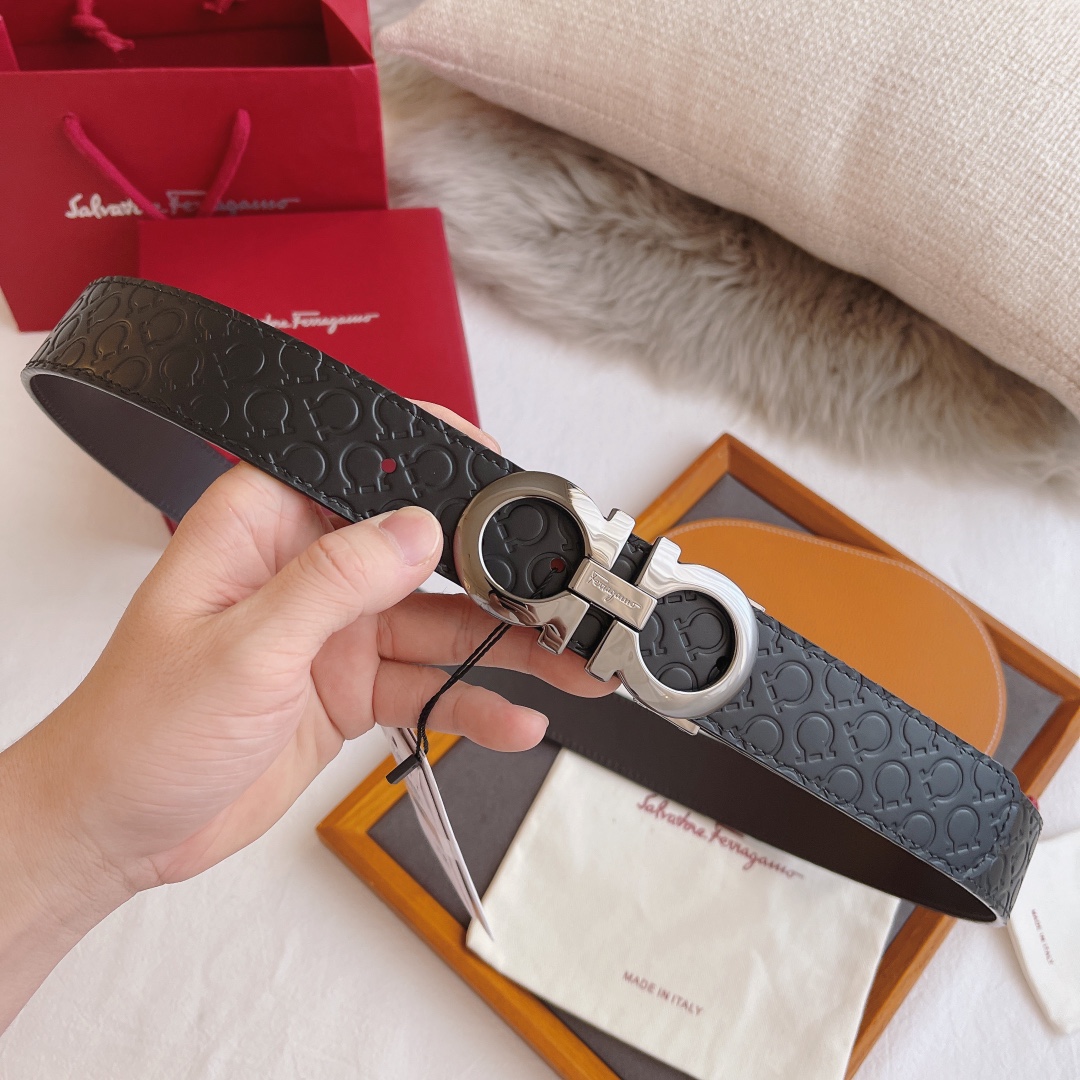 Salvatore Ferragamo Male Leather Belt Top Grain Leather S-m-l