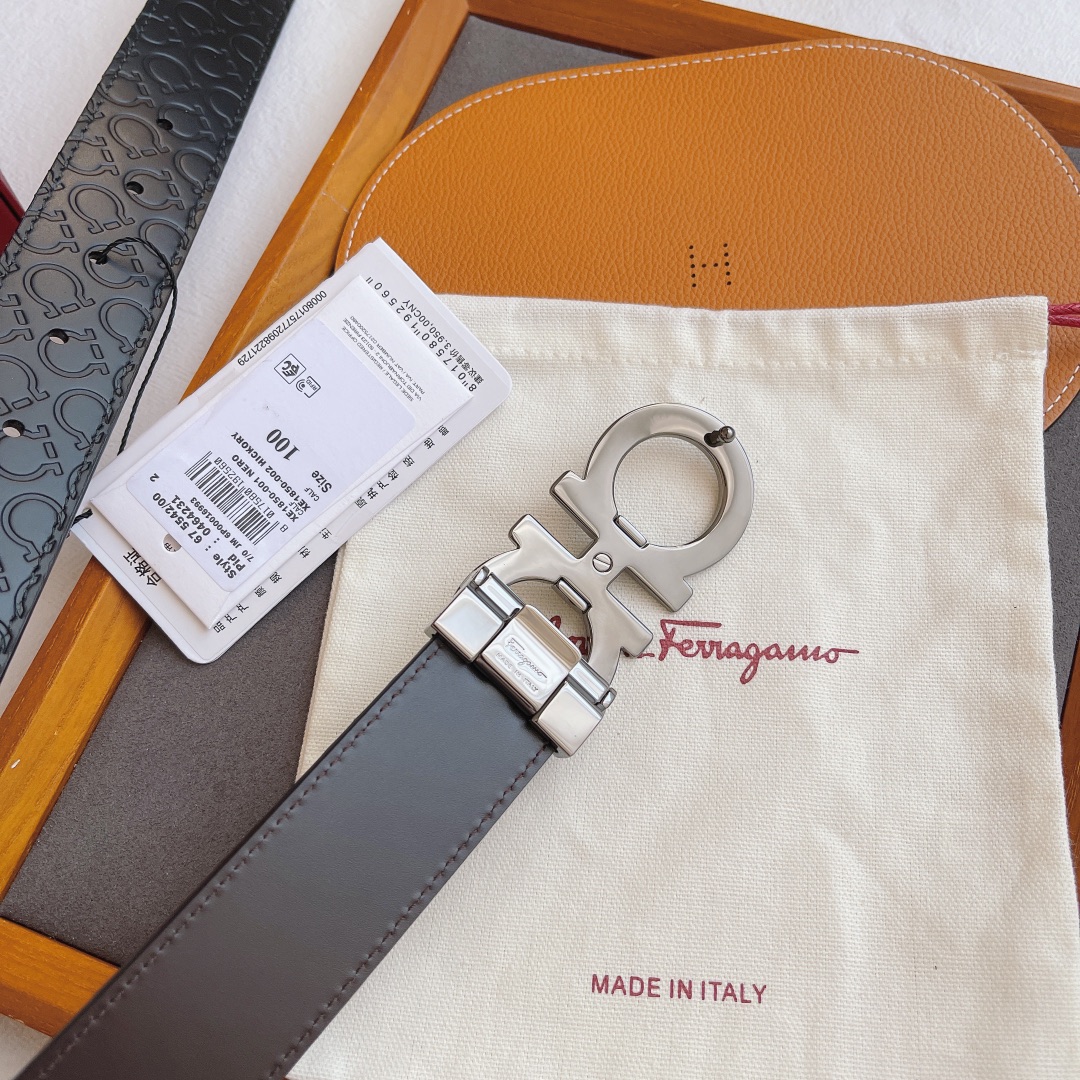 Salvatore Ferragamo Male Leather Belt Top Grain Leather S-m-l