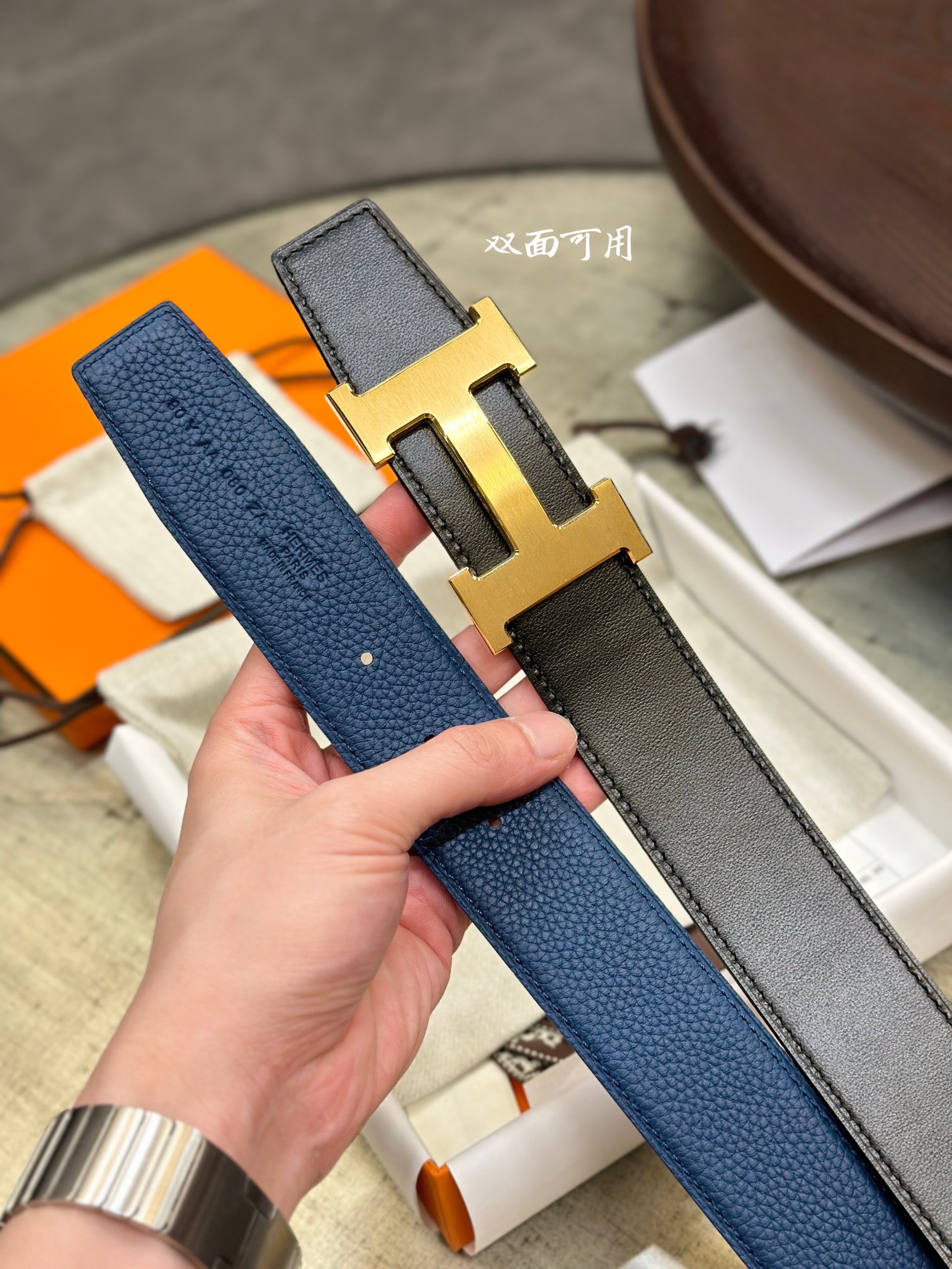 Hermès Male Leather Belt Top Grain Leather M