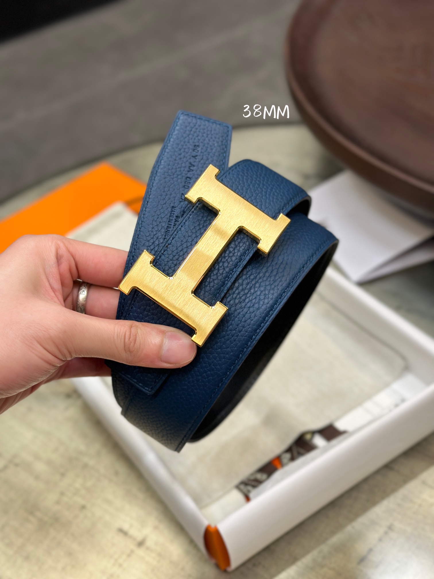 Hermès Male Leather Belt Top Grain Leather M