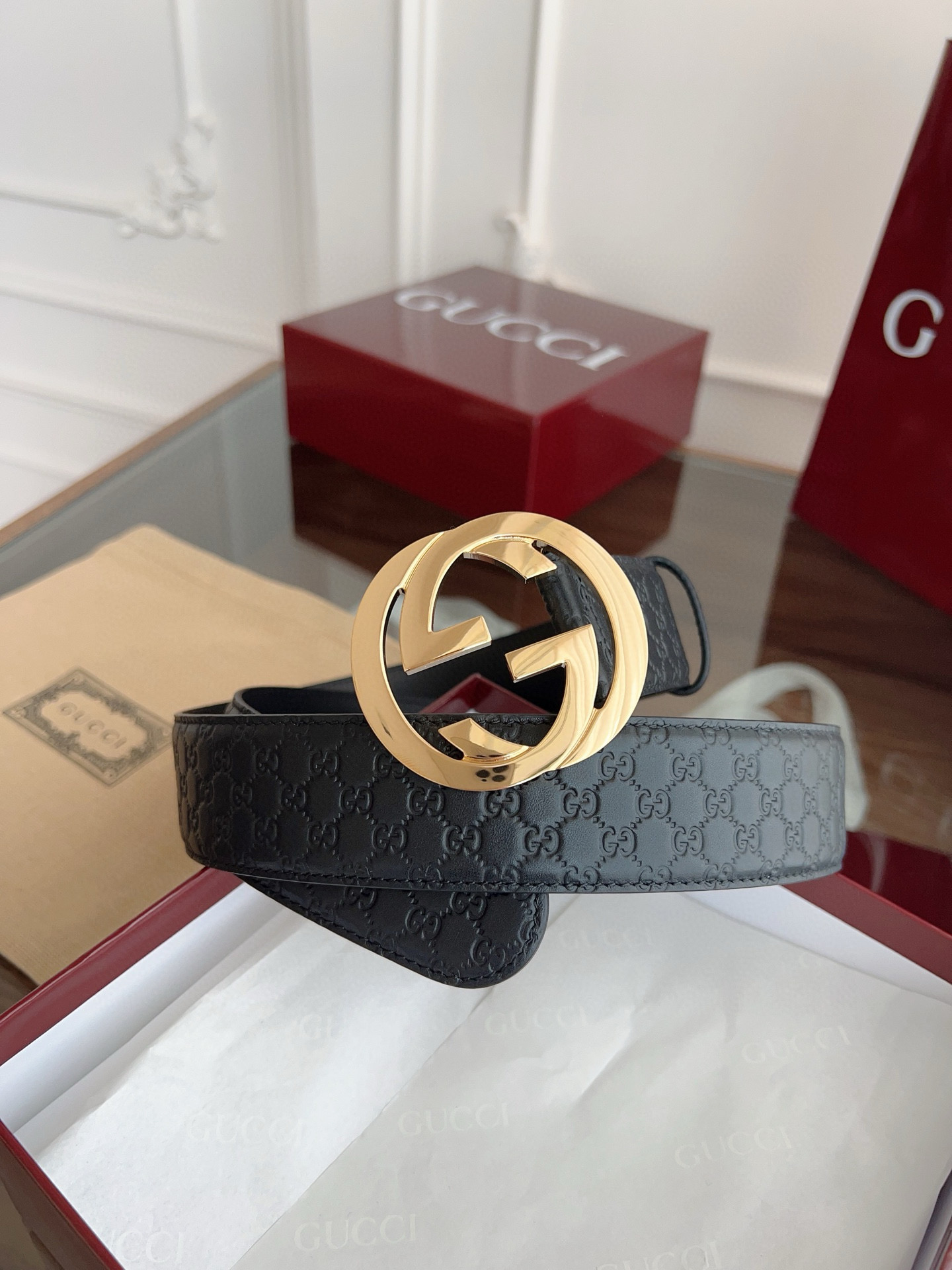 Gucci Basic Belt Cow Leather M-l