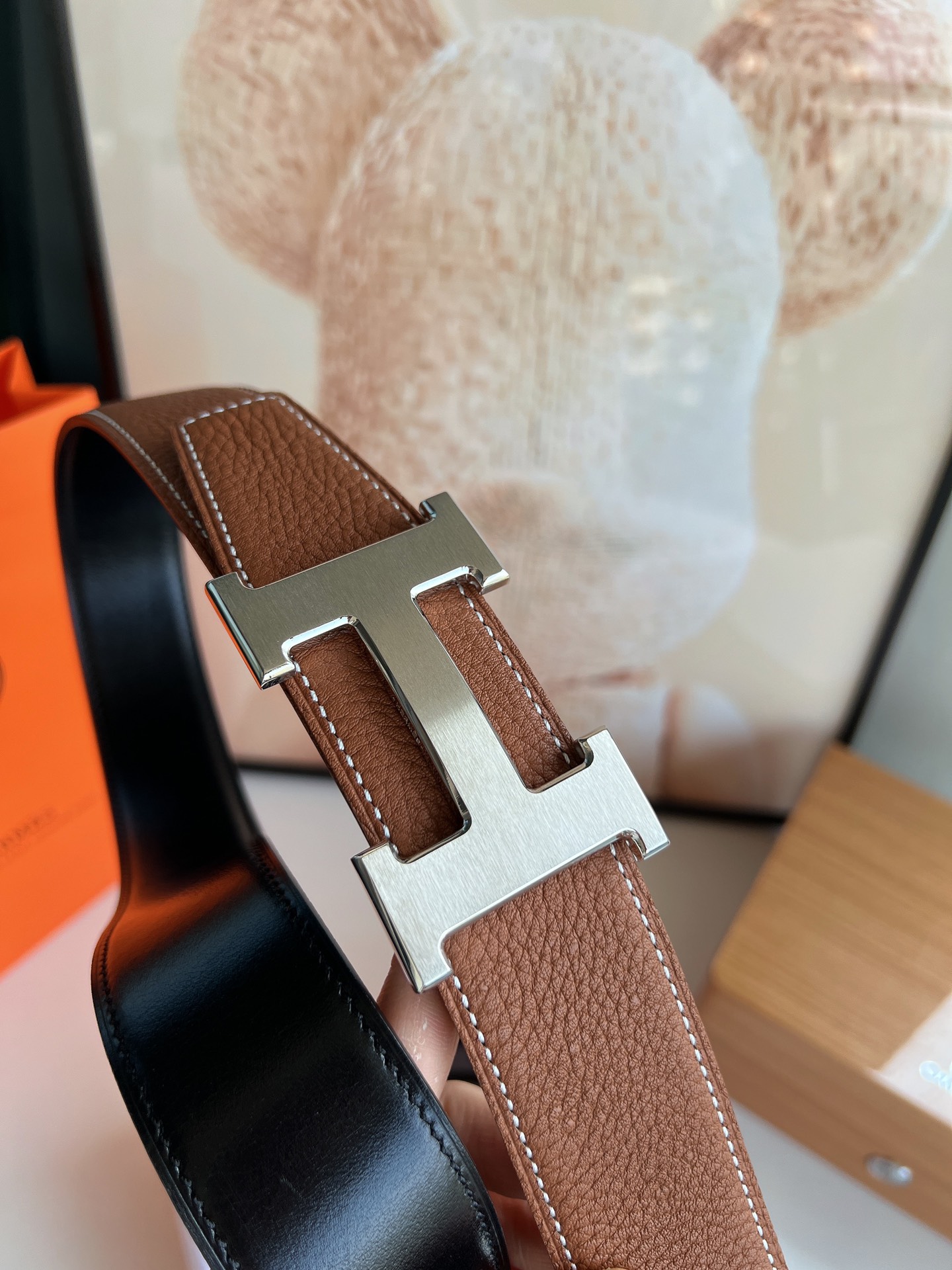 Hermès Male Leather Belt Top Grain Leather S-m