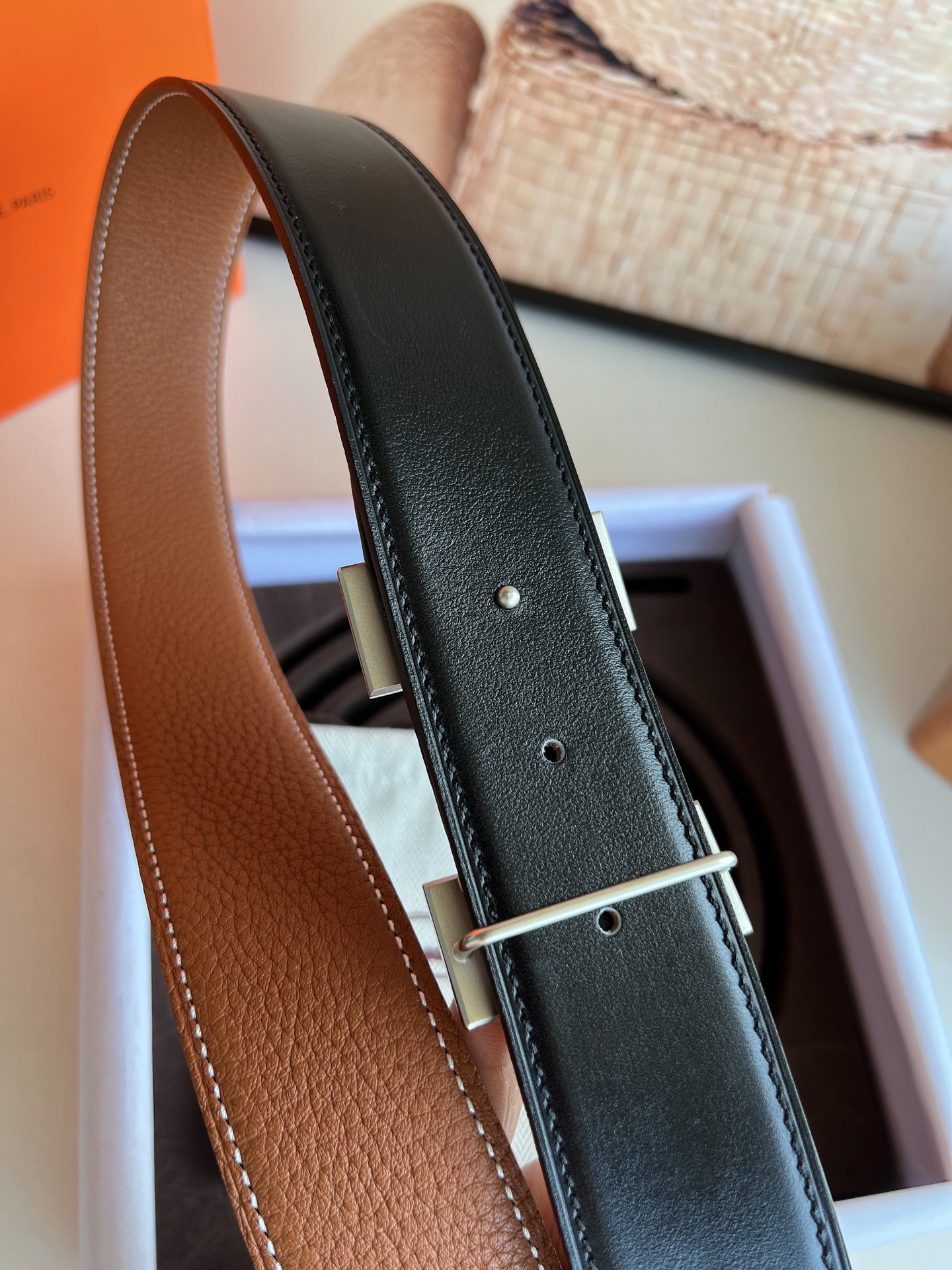 Hermès Male Leather Belt Top Grain Leather S-m