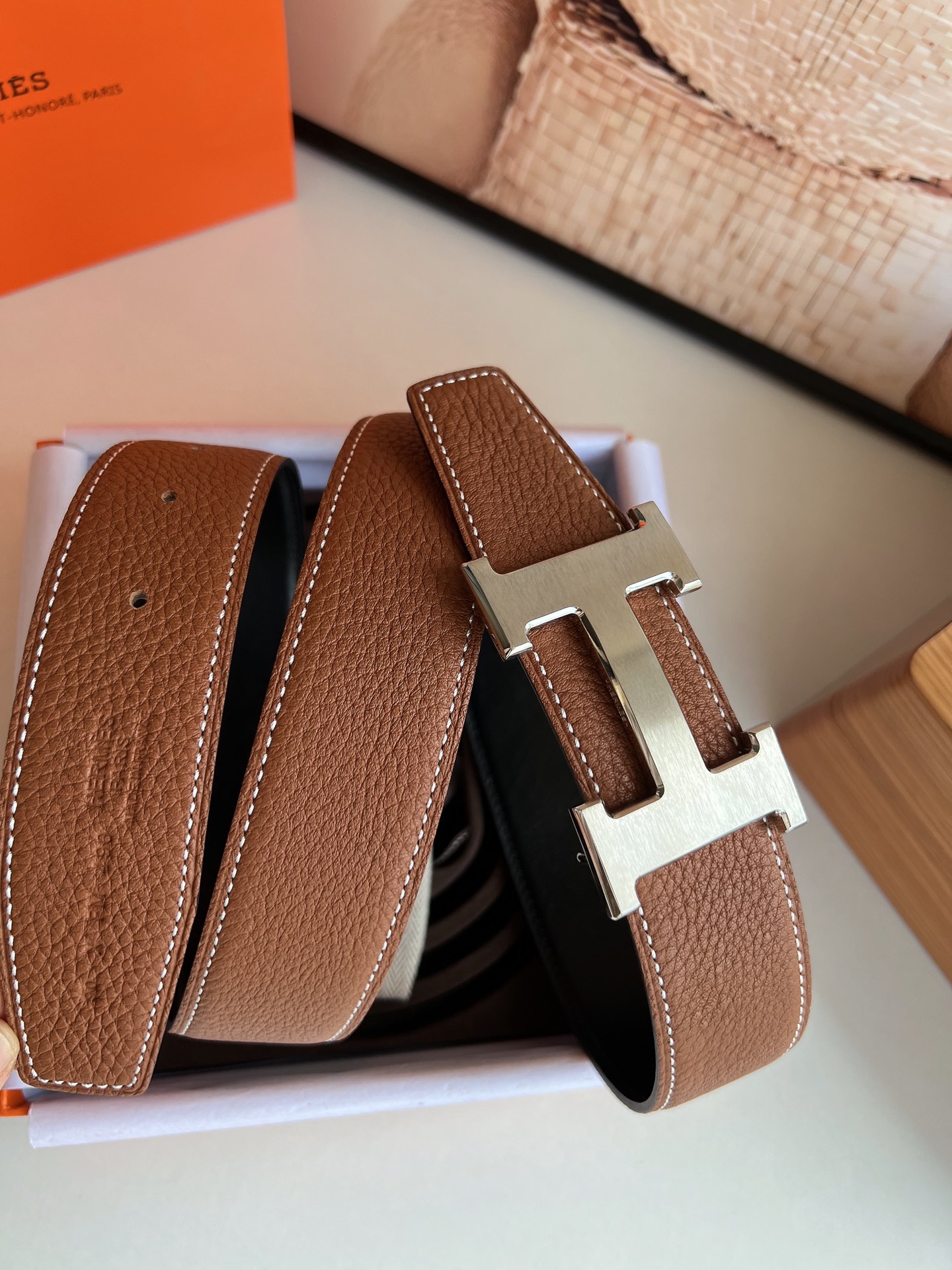 Hermès Male Leather Belt Top Grain Leather S-m