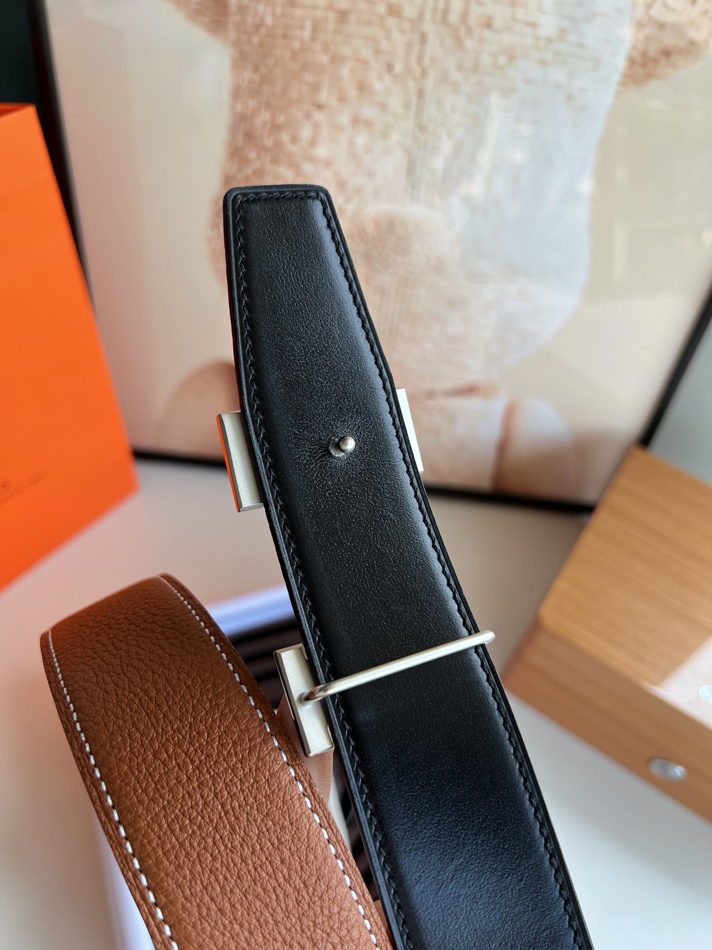 Hermès Male Leather Belt Top Grain Leather S-m
