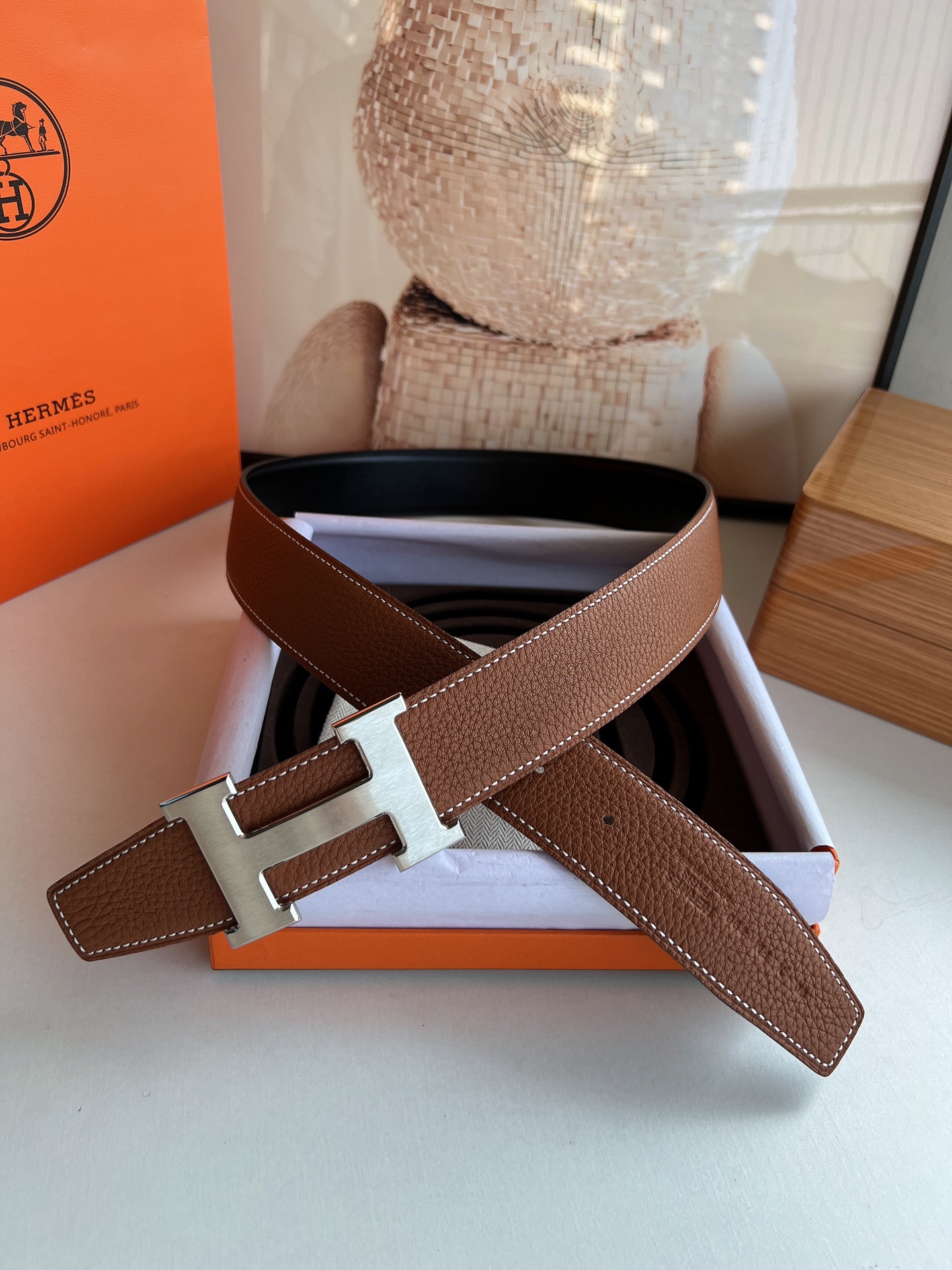 Hermès Male Leather Belt Top Grain Leather S-m