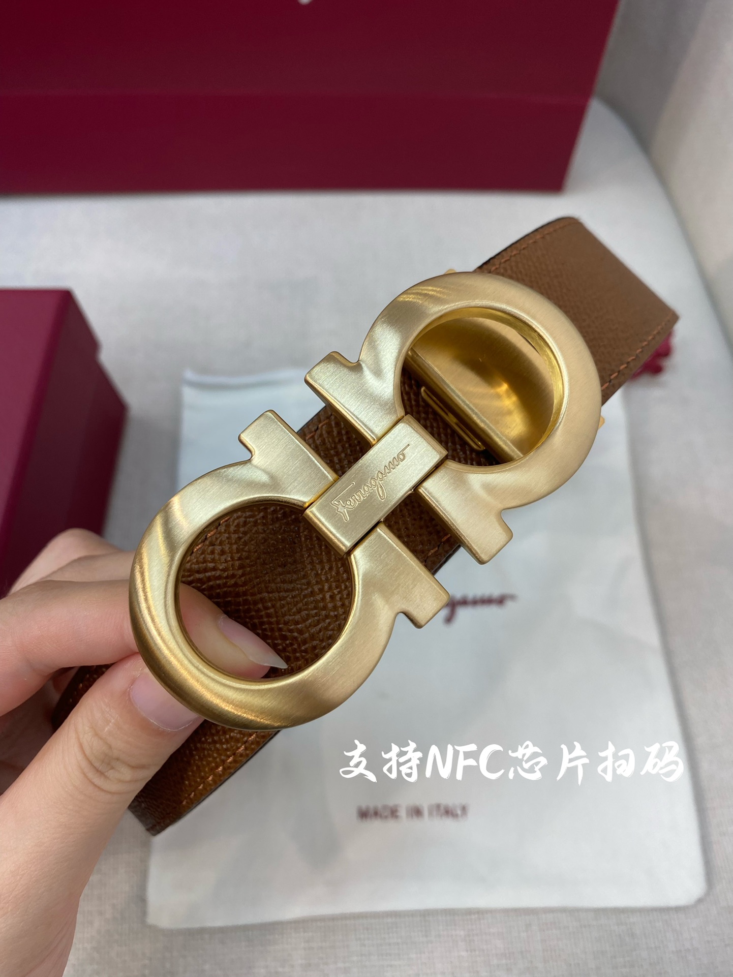 Salvatore Ferragamo Male Leather Belt Cow Leather M