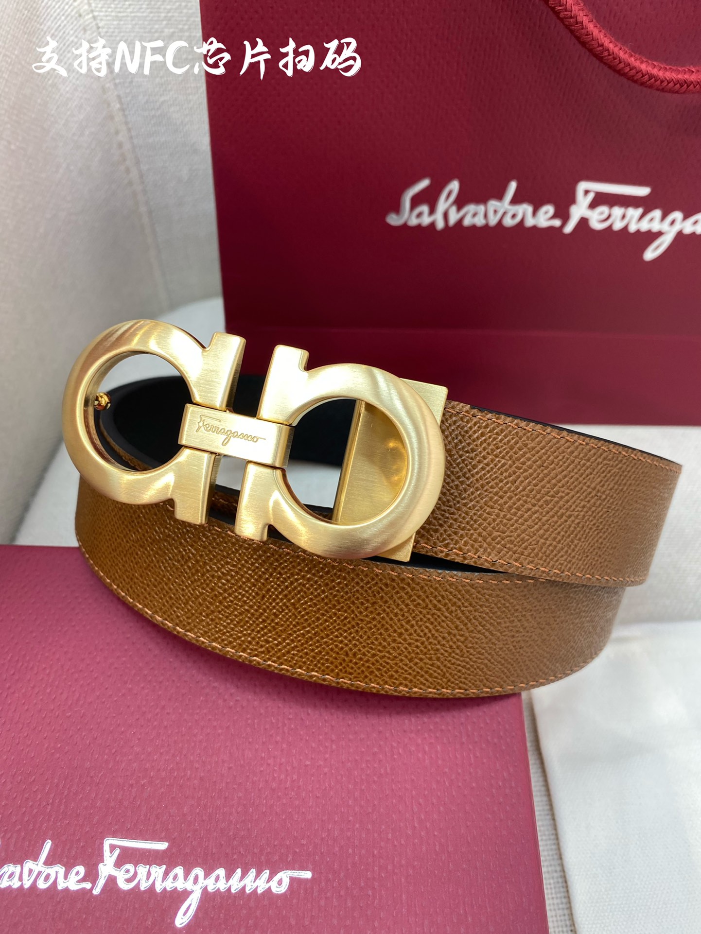 Salvatore Ferragamo Male Leather Belt Cow Leather M