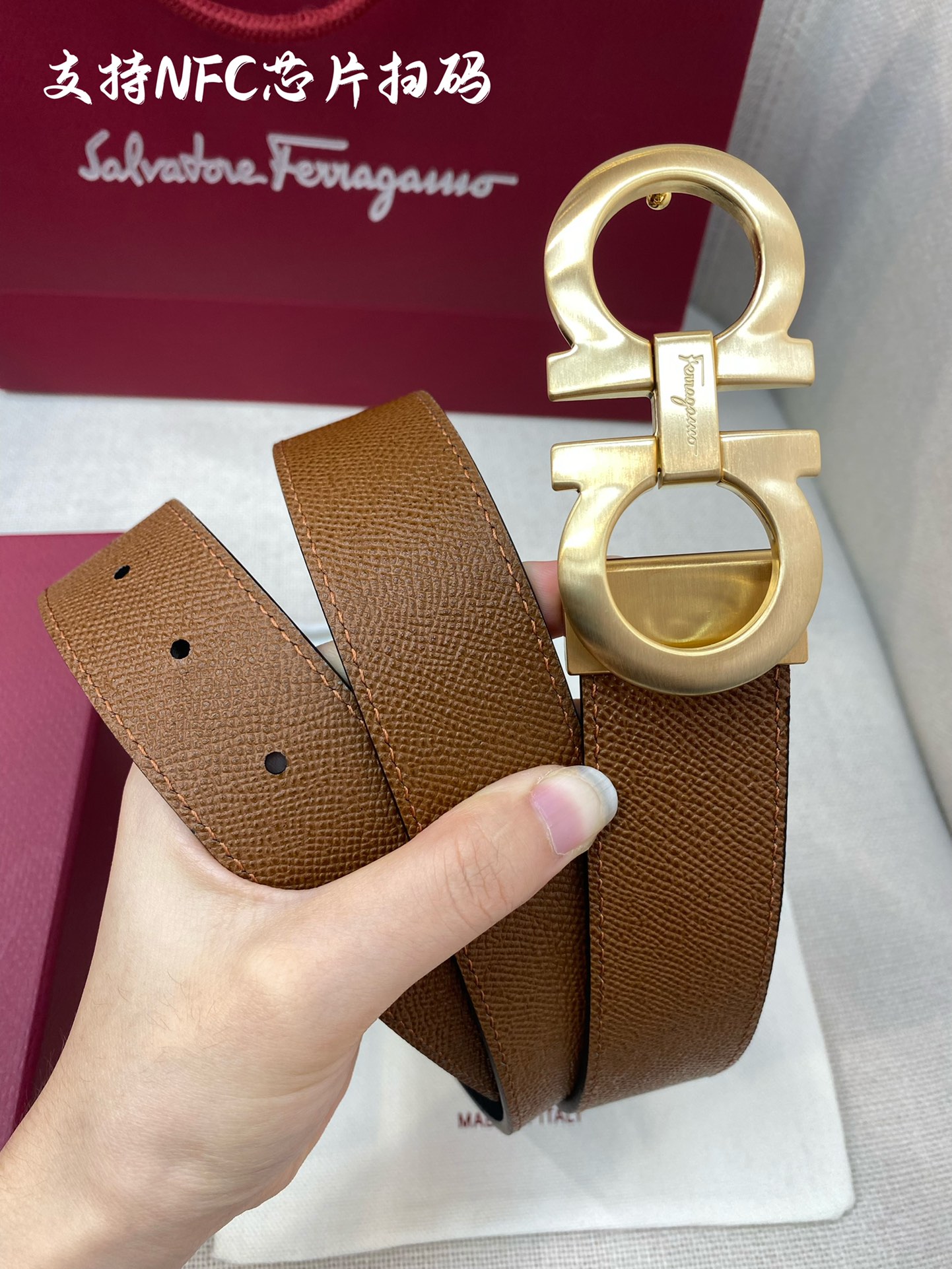 Salvatore Ferragamo Male Leather Belt Cow Leather M