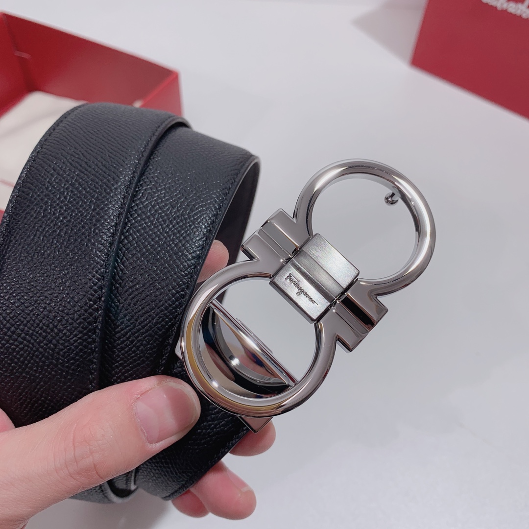 Salvatore Ferragamo Male Leather Belt Top Grain Leather S-m-l