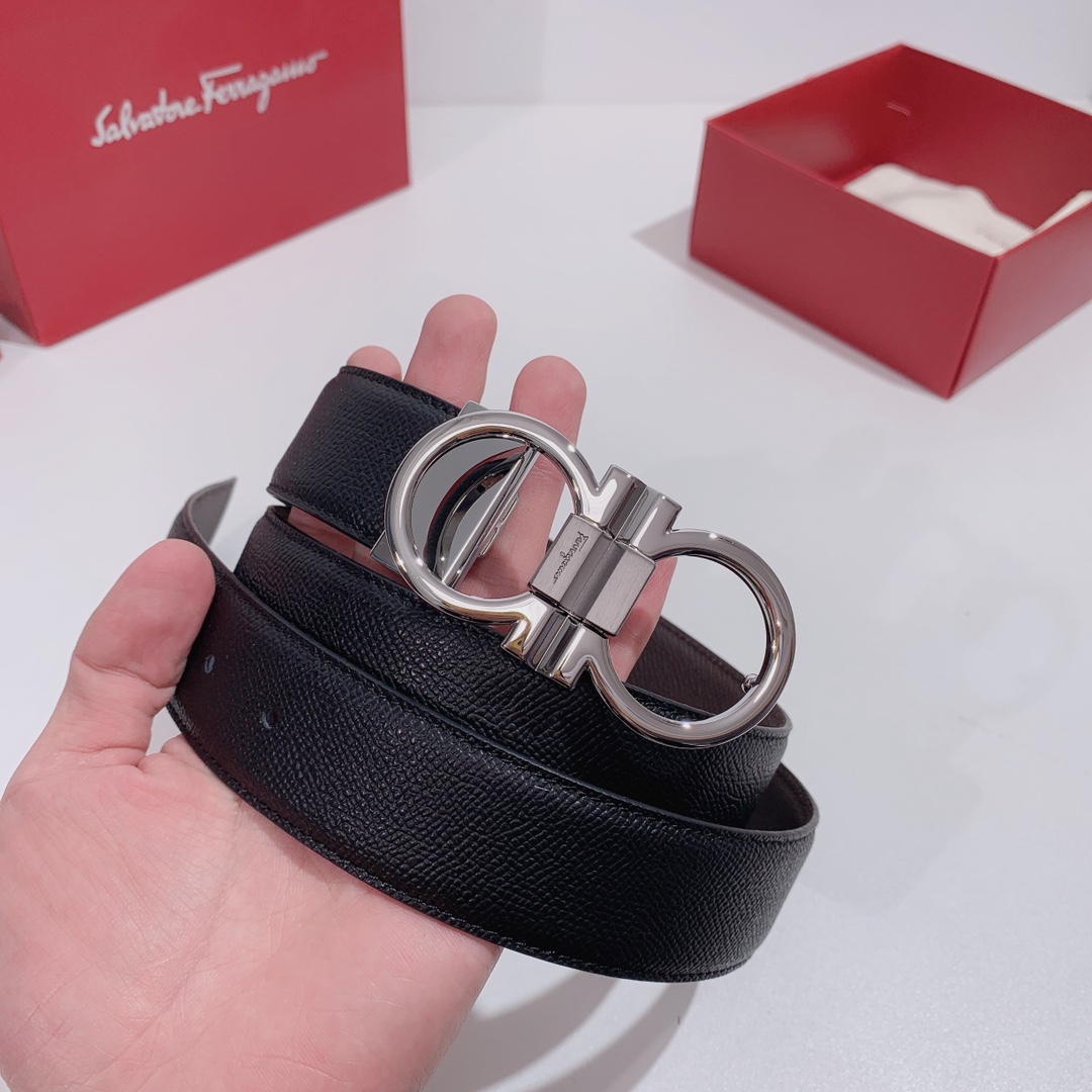 Salvatore Ferragamo Male Leather Belt Top Grain Leather S-m-l