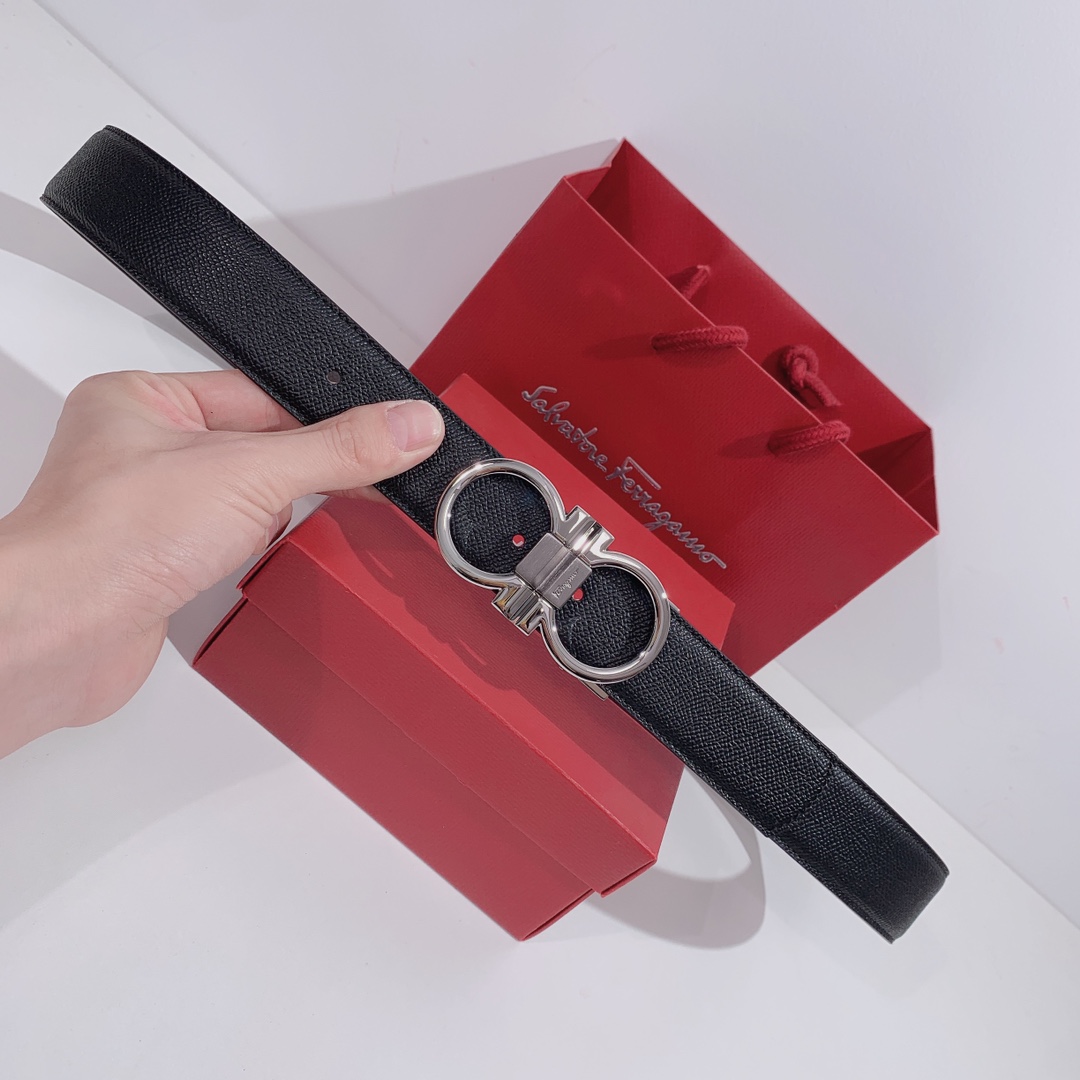 Salvatore Ferragamo Male Leather Belt Top Grain Leather S-m-l