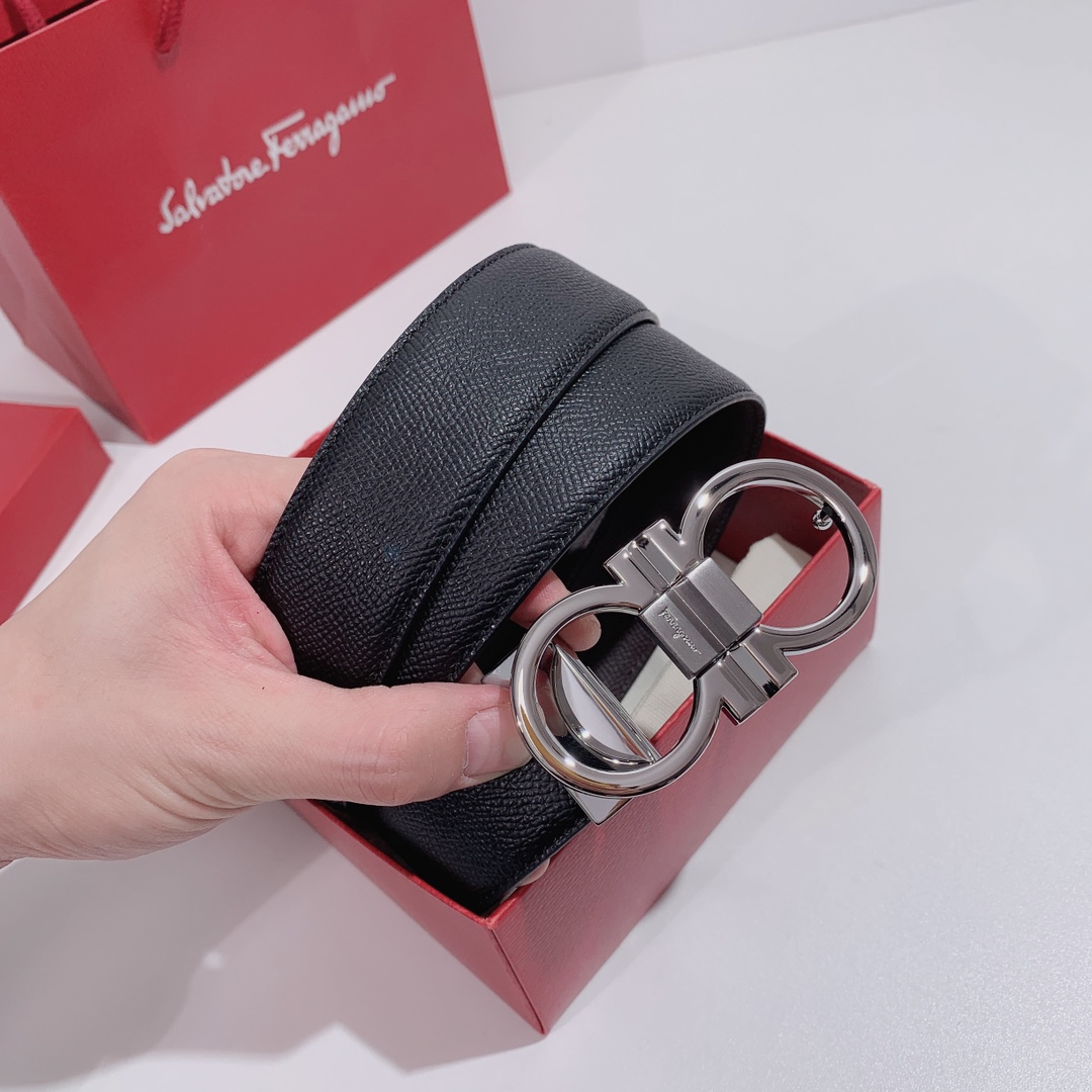 Salvatore Ferragamo Male Leather Belt Top Grain Leather S-m-l