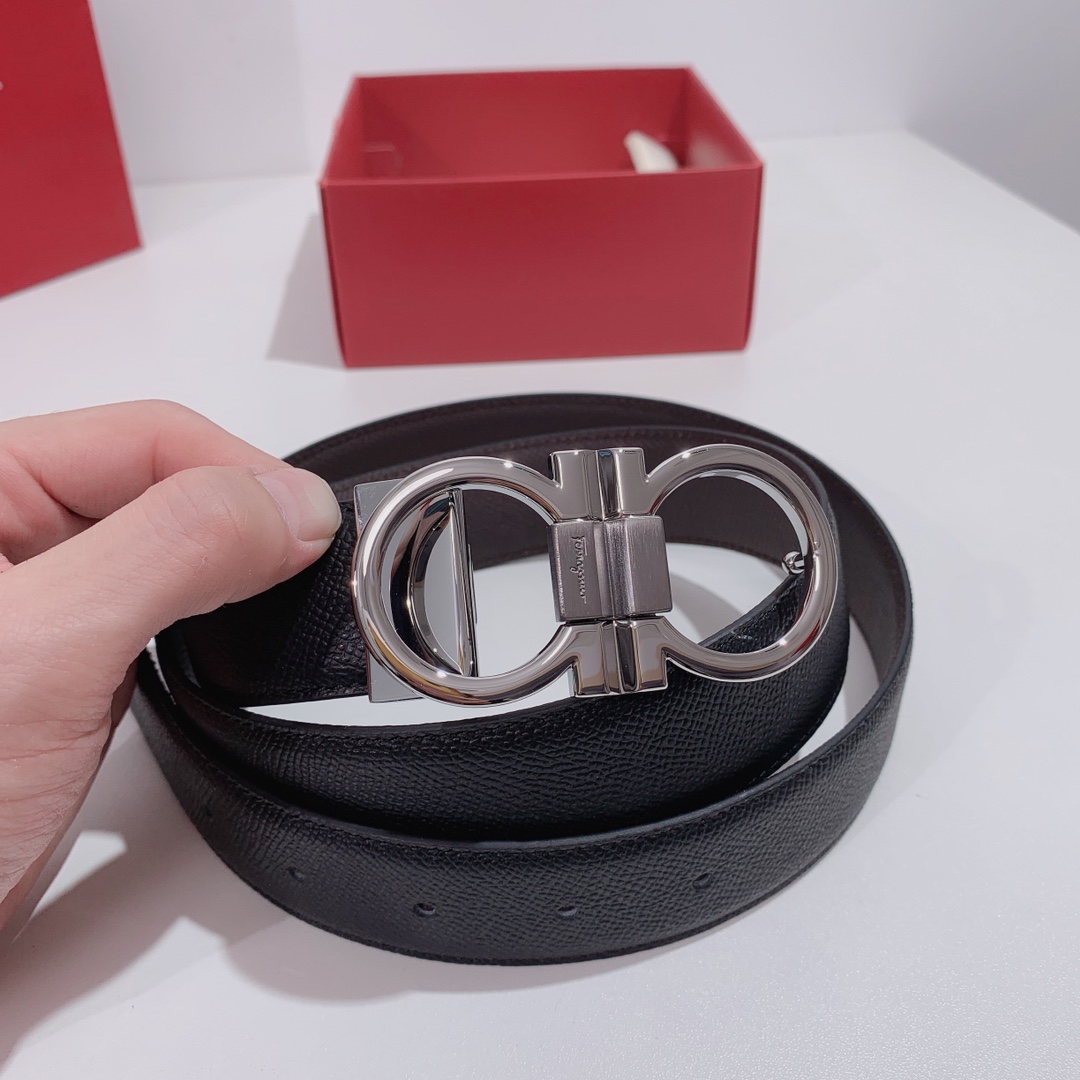 Salvatore Ferragamo Male Leather Belt Top Grain Leather S-m-l