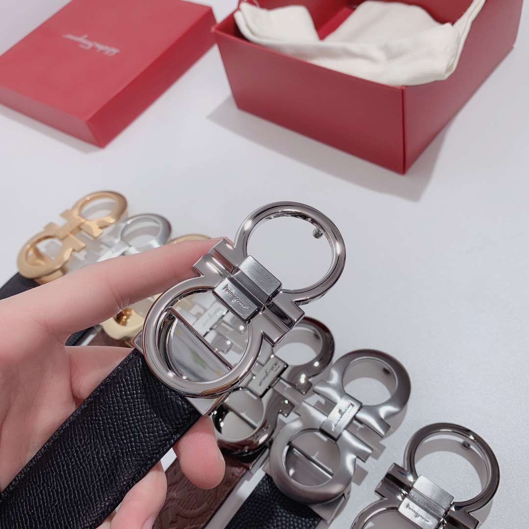 Salvatore Ferragamo Male Leather Belt Top Grain Leather S-m-l