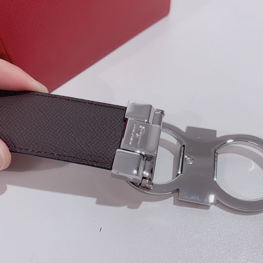 Salvatore Ferragamo Male Leather Belt Top Grain Leather S-m-l