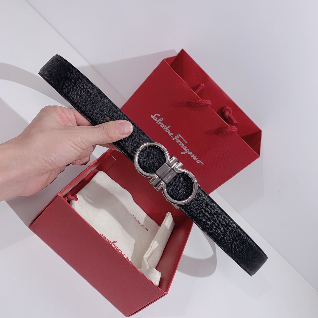 Salvatore Ferragamo Male Leather Belt Top Grain Leather S-m-l