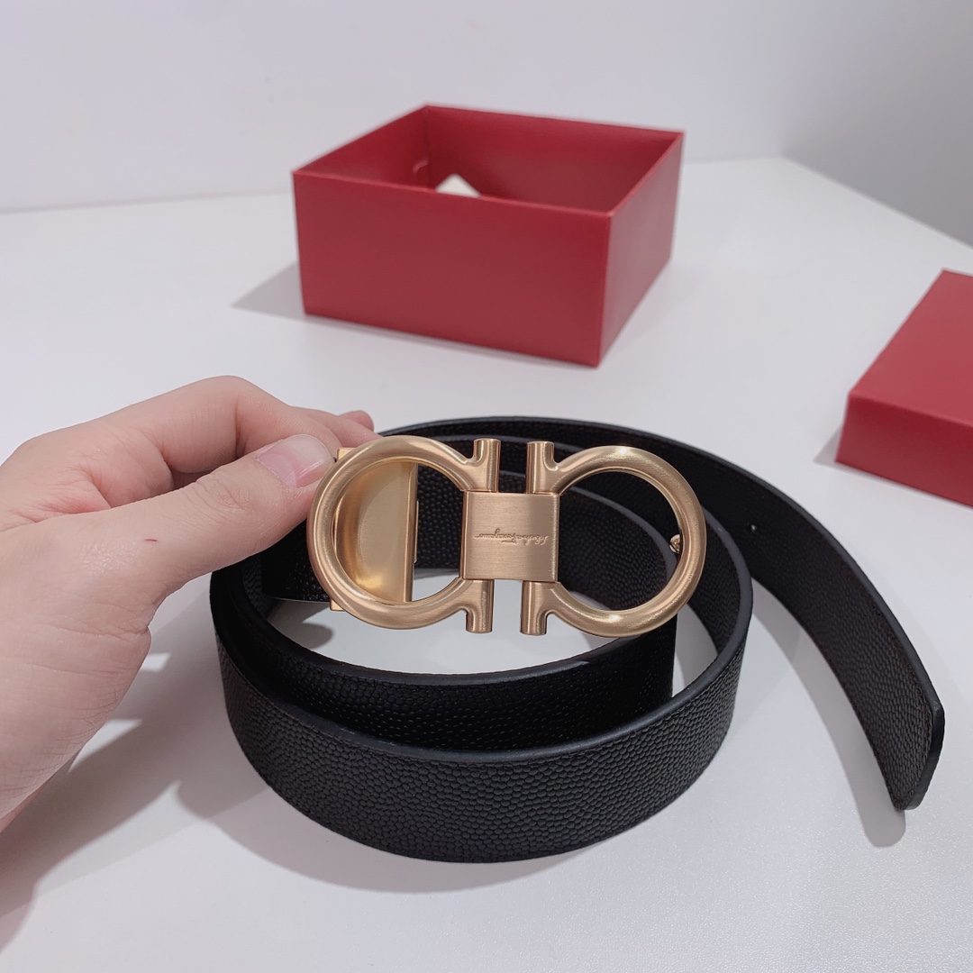 Salvatore Ferragamo Male Leather Belt Top Grain Leather S-m-l