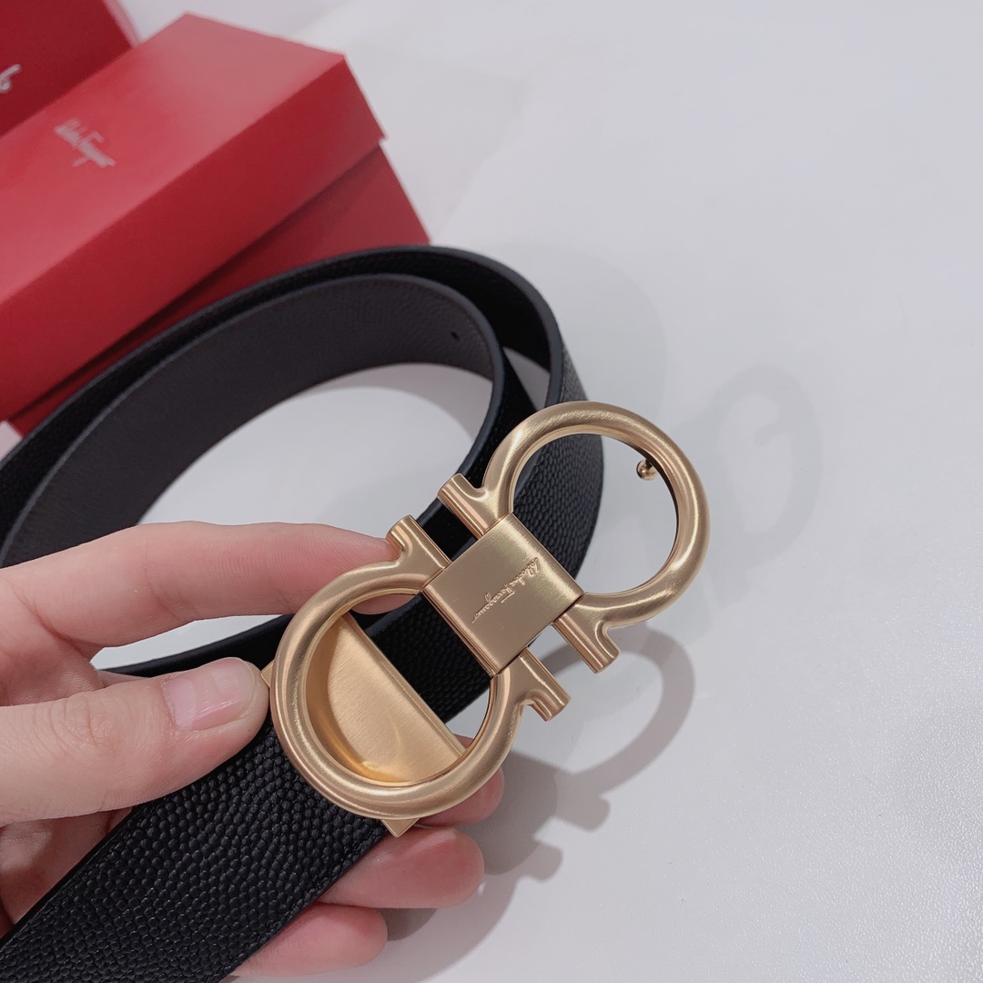 Salvatore Ferragamo Male Leather Belt Top Grain Leather S-m-l