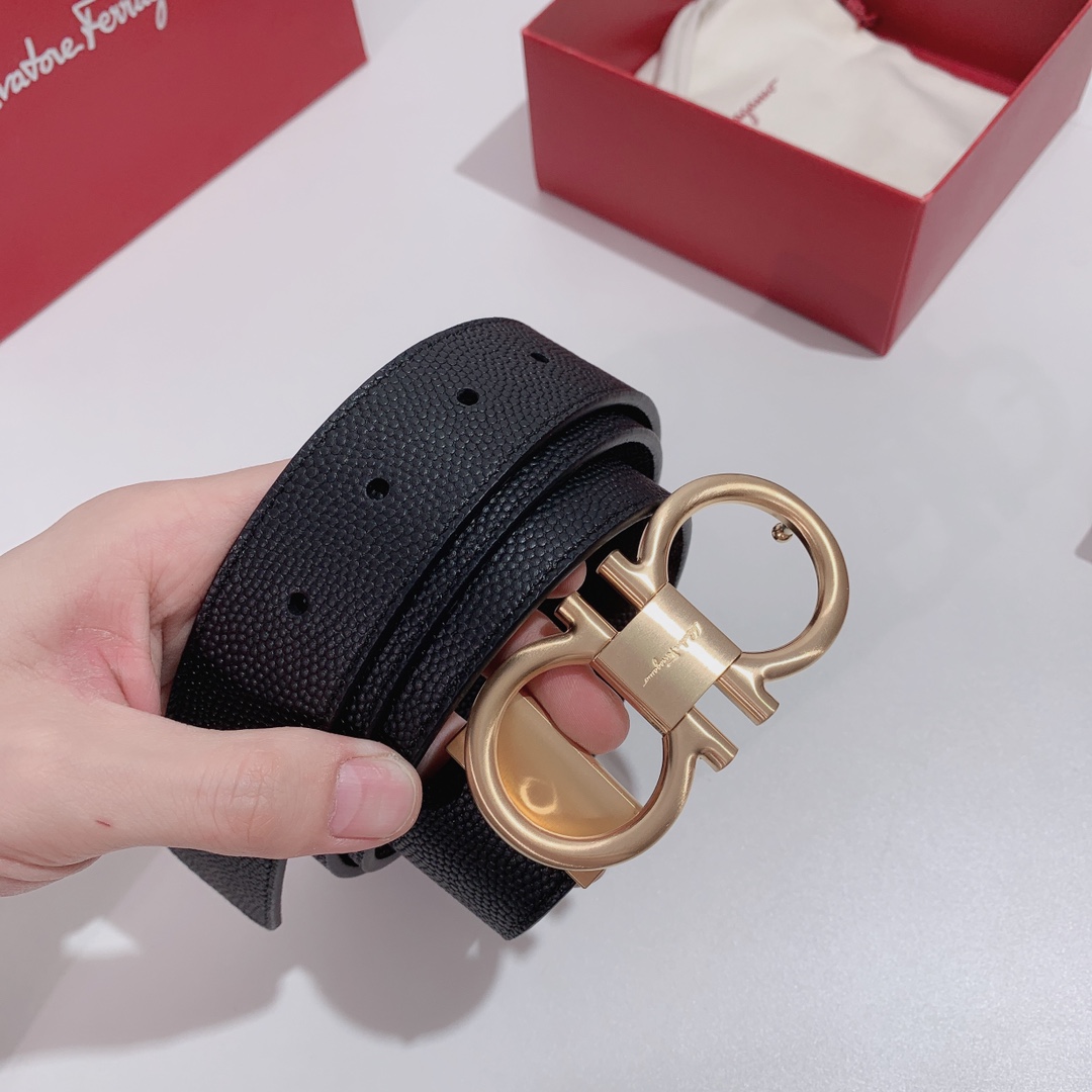 Salvatore Ferragamo Male Leather Belt Top Grain Leather S-m-l