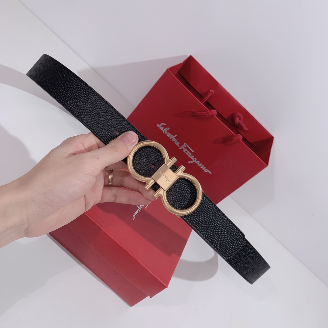 Salvatore Ferragamo Male Leather Belt Top Grain Leather S-m-l