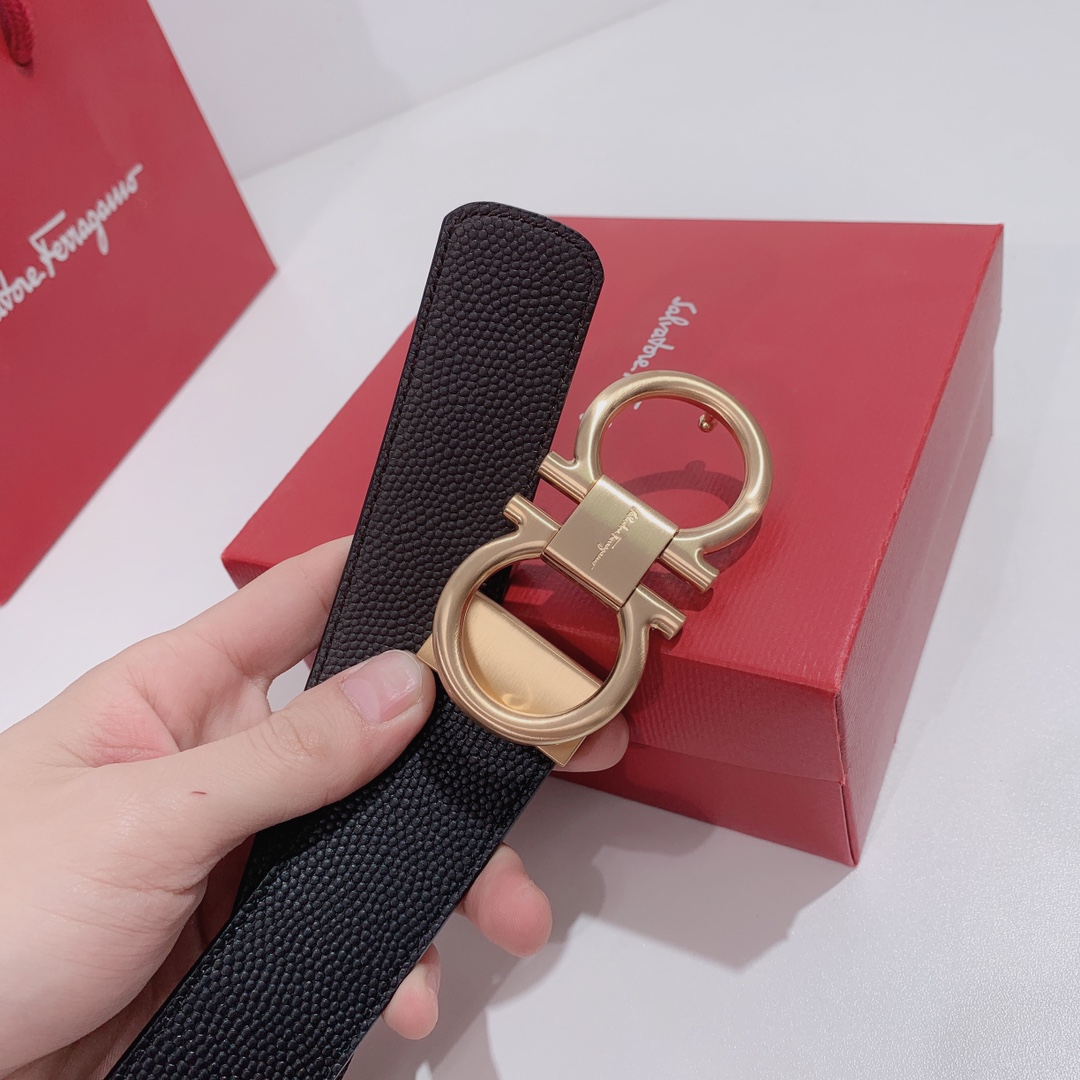 Salvatore Ferragamo Male Leather Belt Top Grain Leather S-m-l